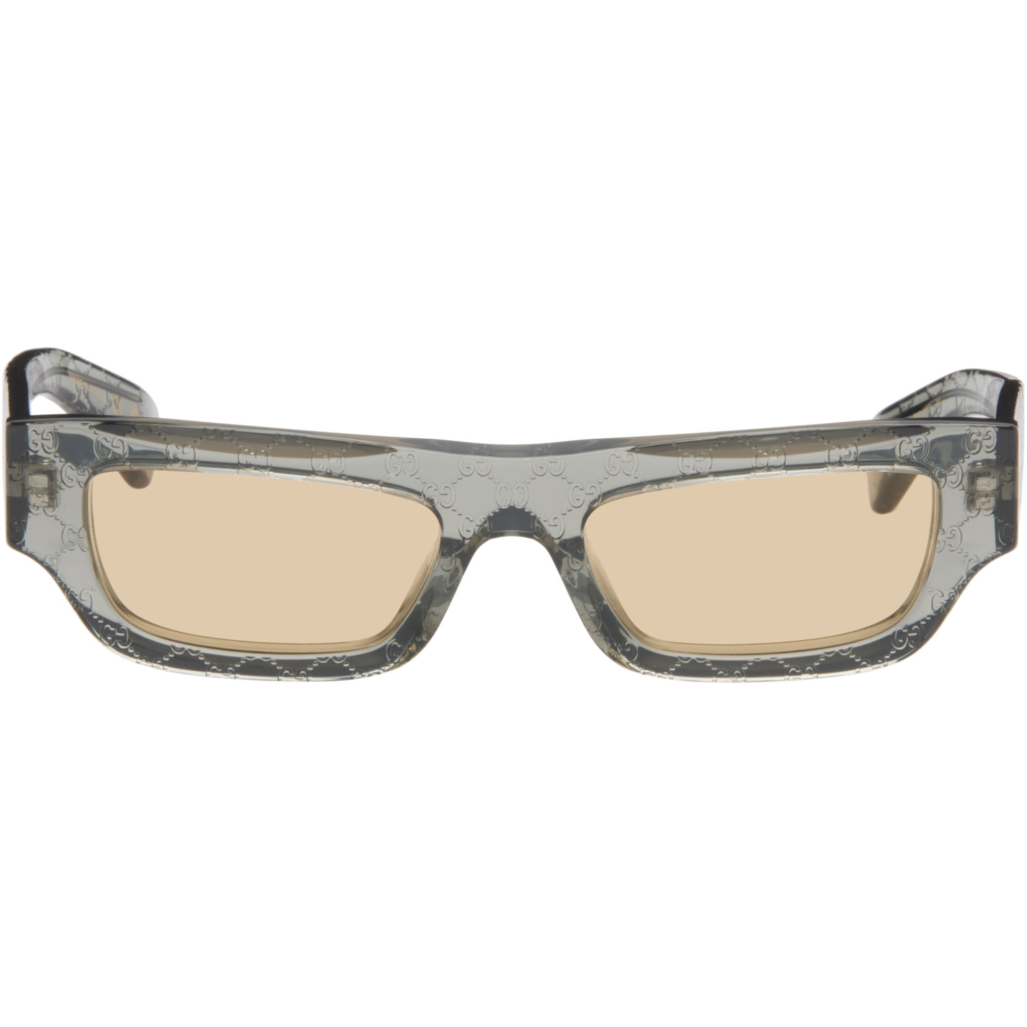 Gucci Gray Rectangular Logo Sunglasses