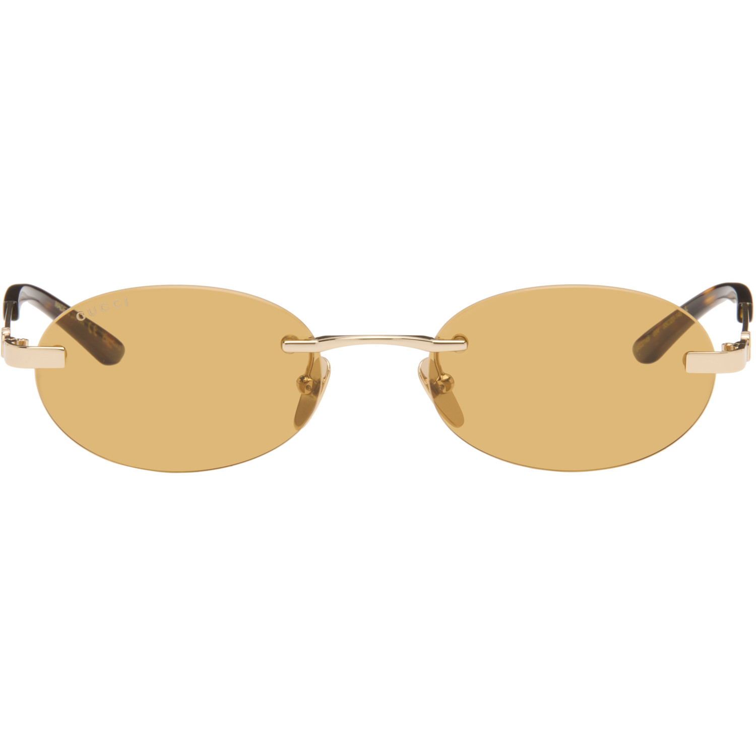 Gucci Gold Oval-Frame Sunglasses