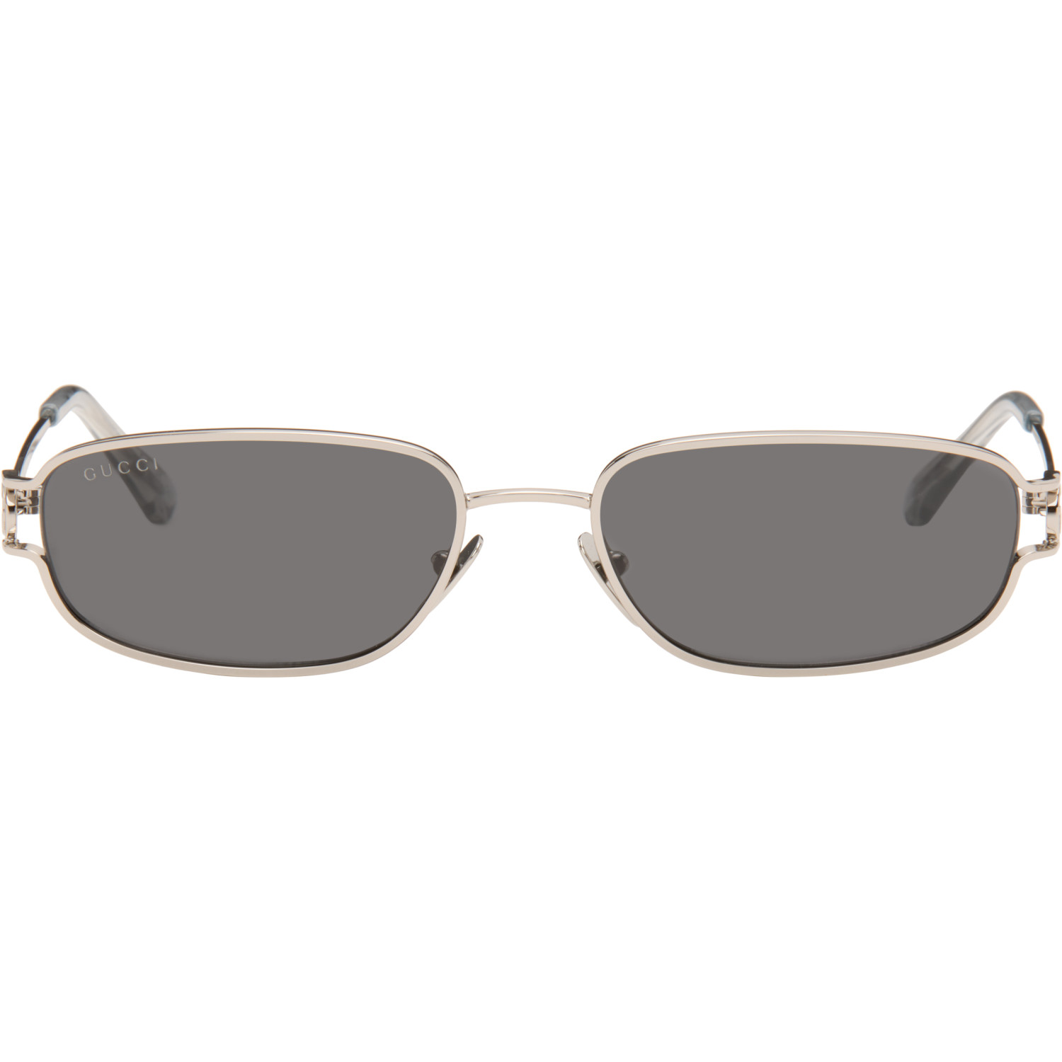 Gucci Silver Rectangular-Frame Sunglasses