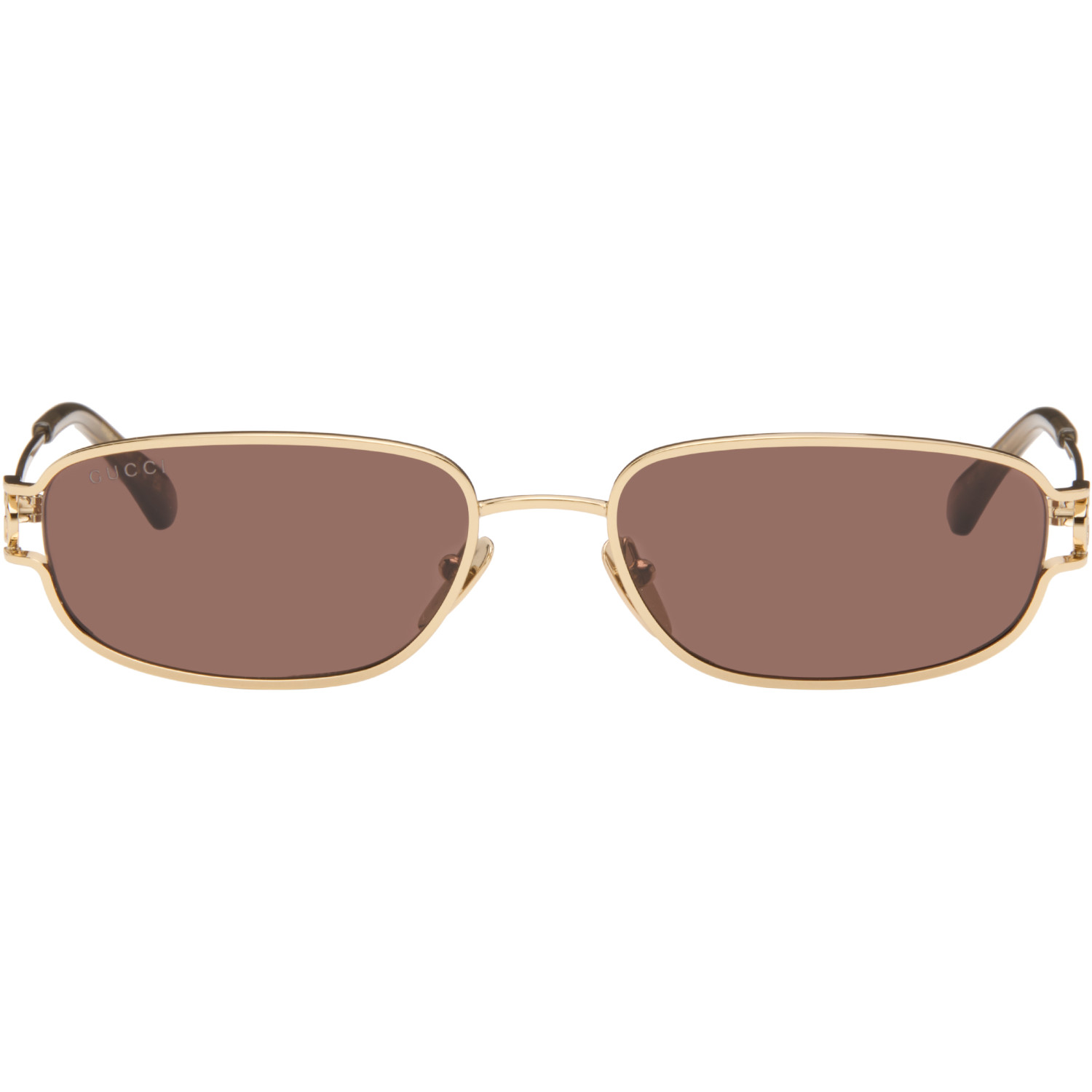 Gucci Gold Rectangular-Frame Sunglasses