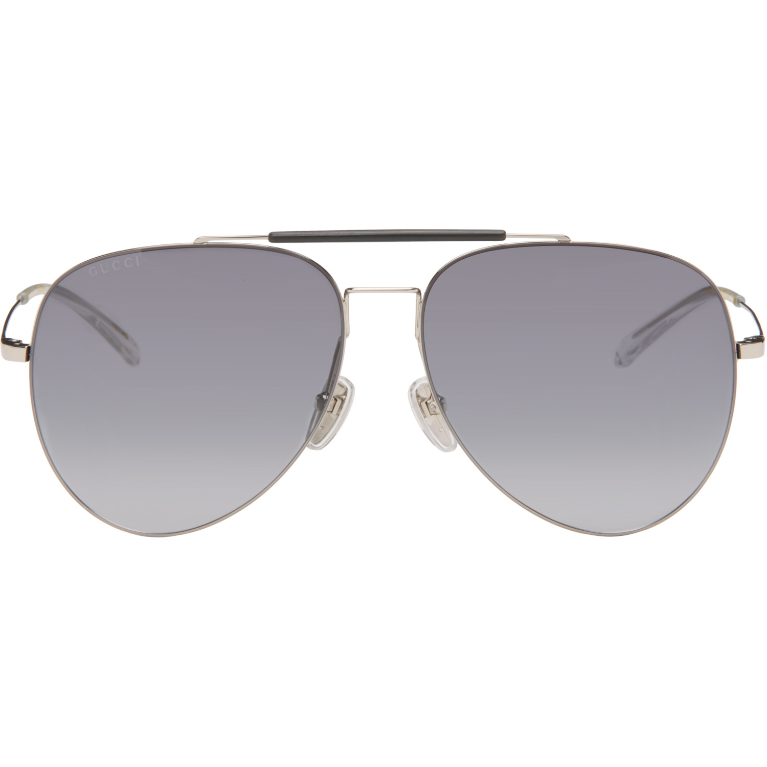 Gucci Silver Emblem Pilot Navigator Sunglasses