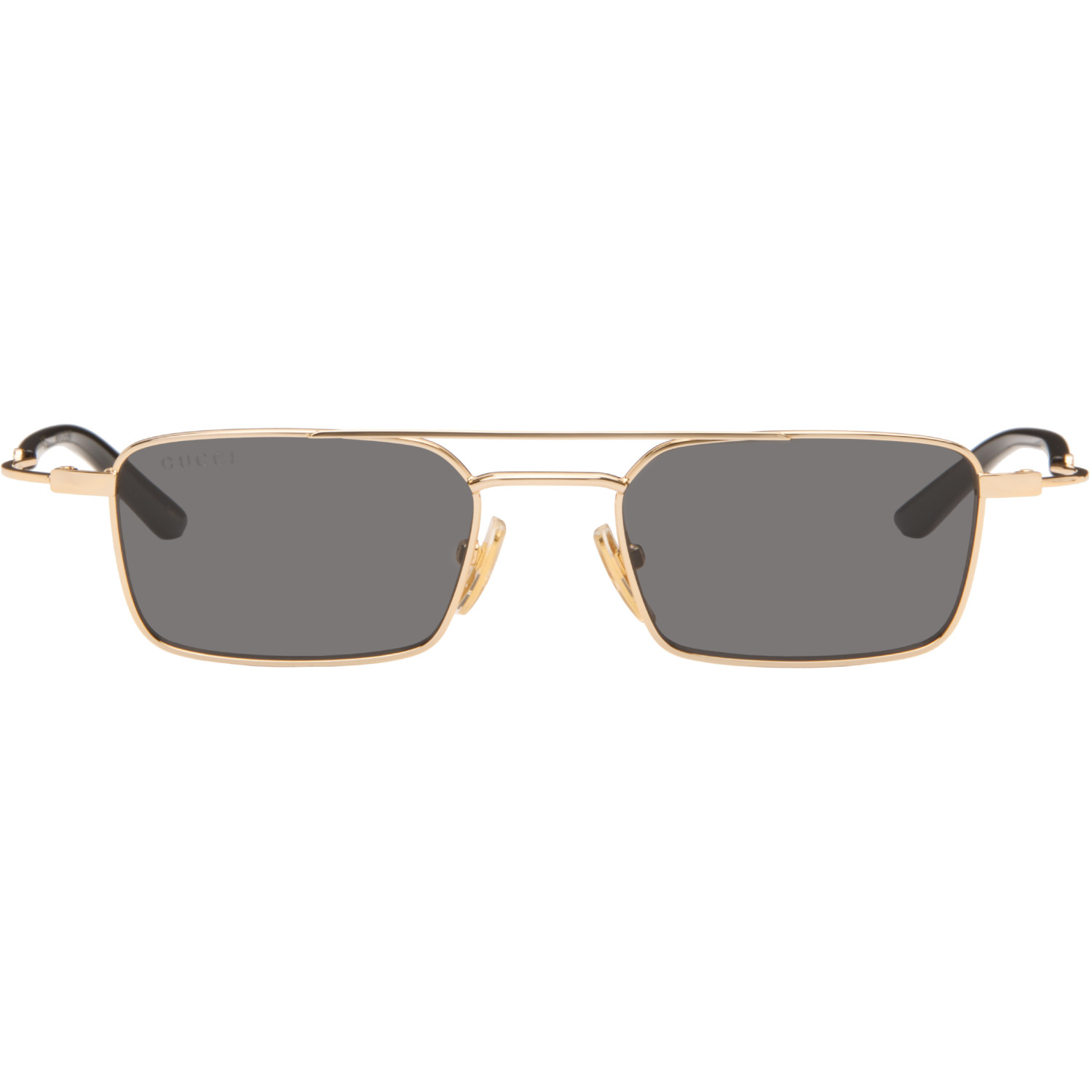 Gucci Gold Rectangular-Frame Sunglasses