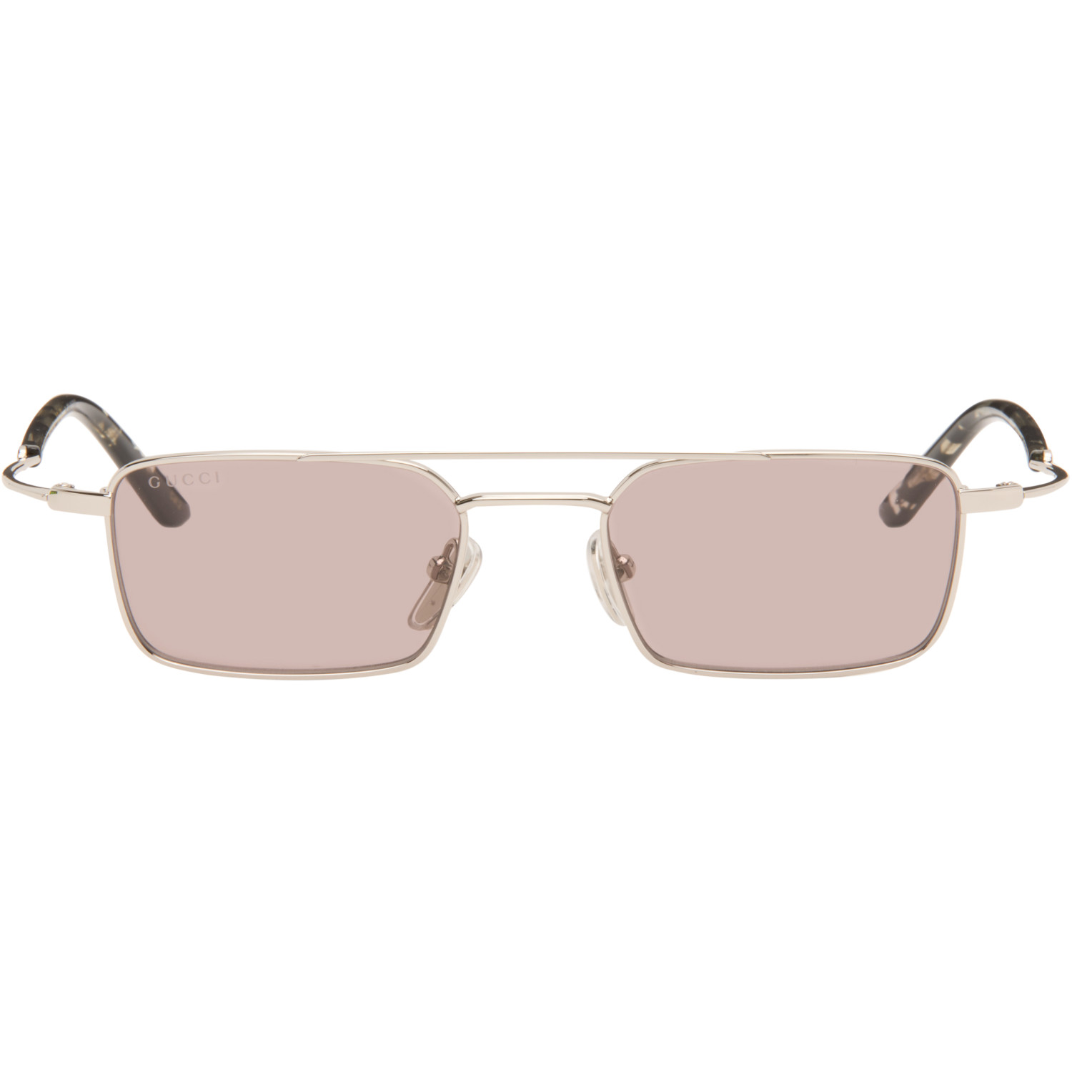 Gucci Silver Metal Frame Rectangular Sunglasses