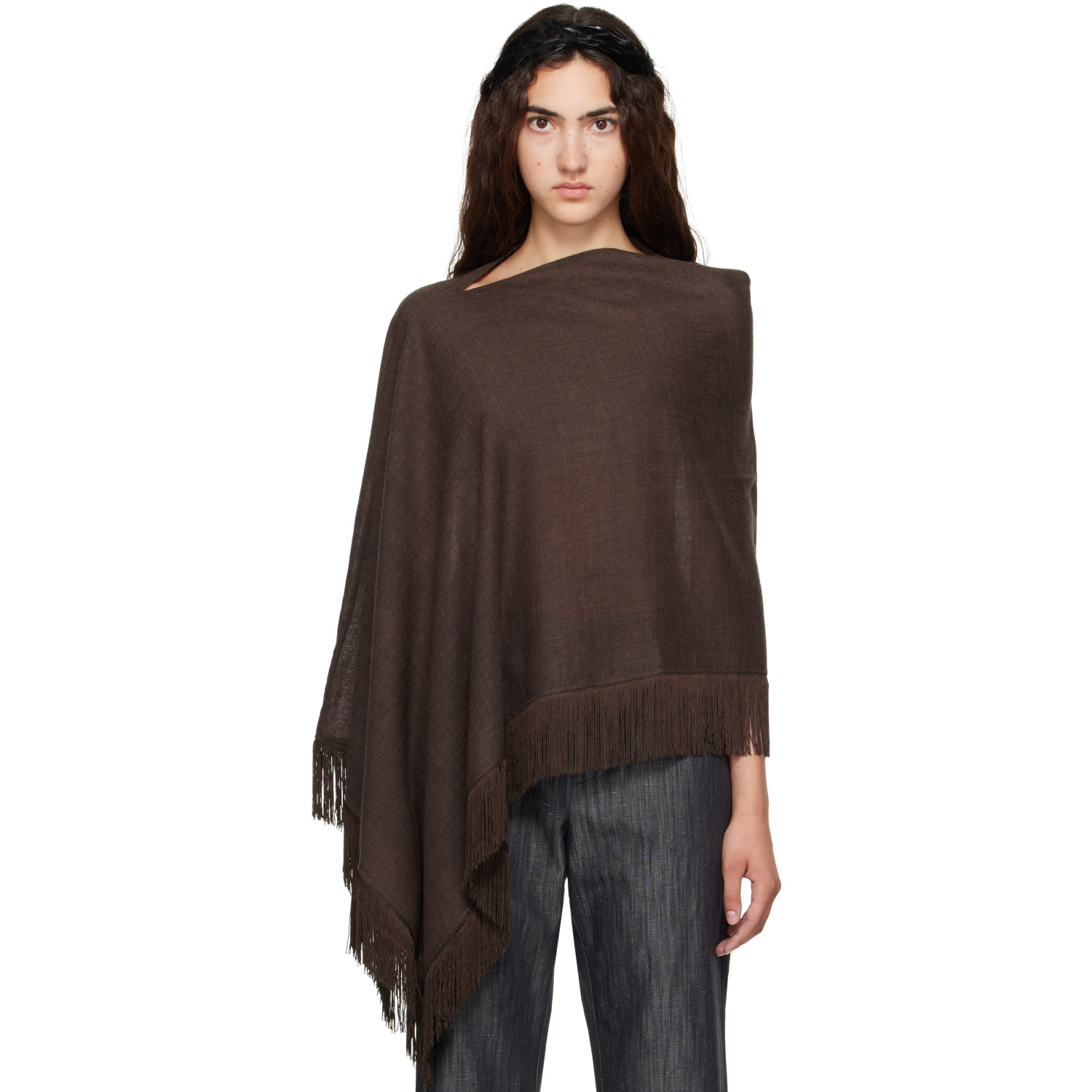 MERRMA SSENSE Exclusive Brown Suiting Scarf