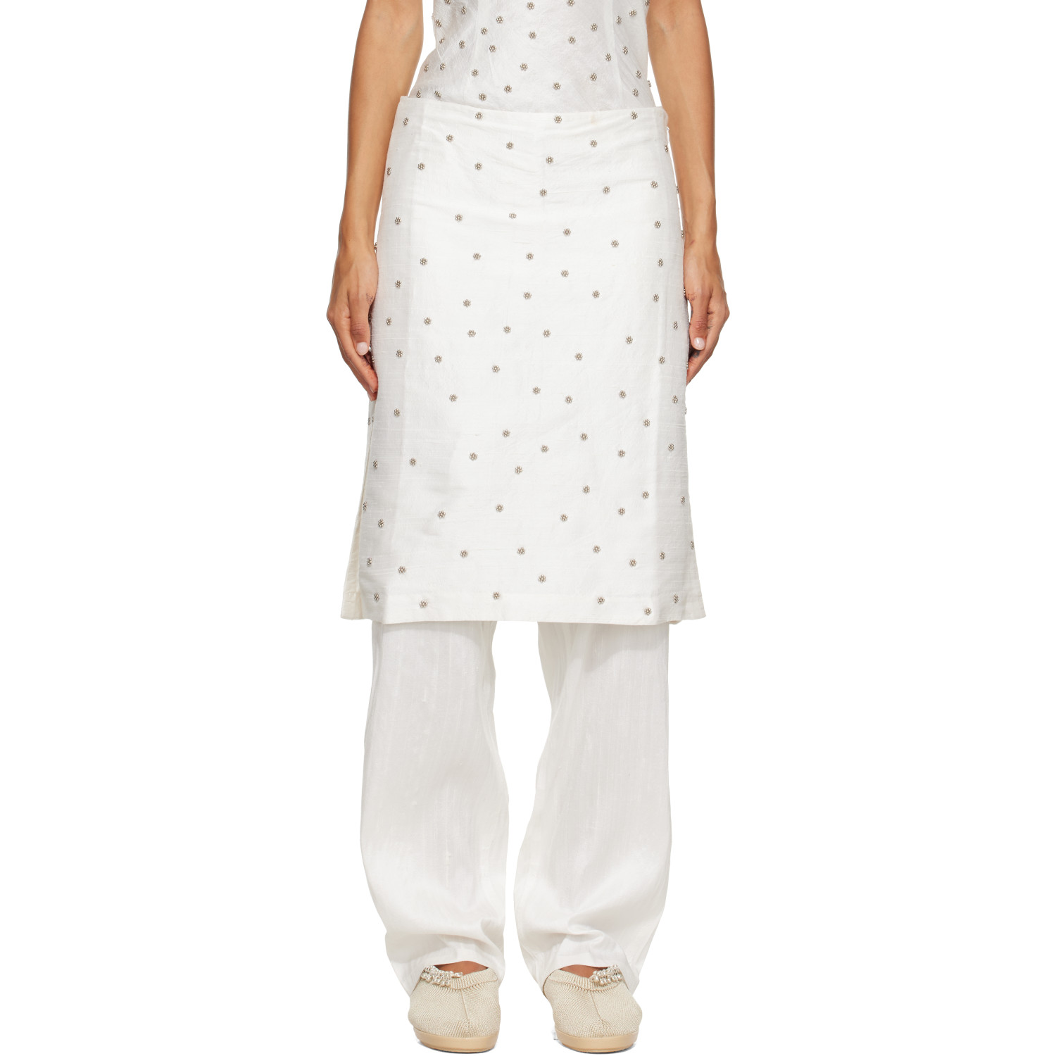 RESCHA SSENSE Exclusive Agarra Embroidered Midi Skirt