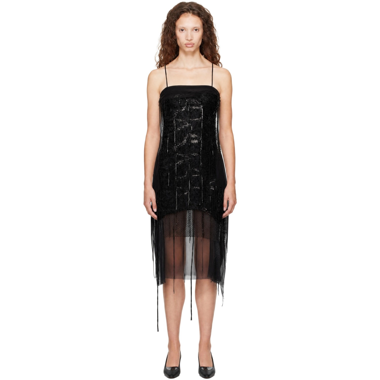 Edward Cuming Black Dripping Collage Midi Dress
