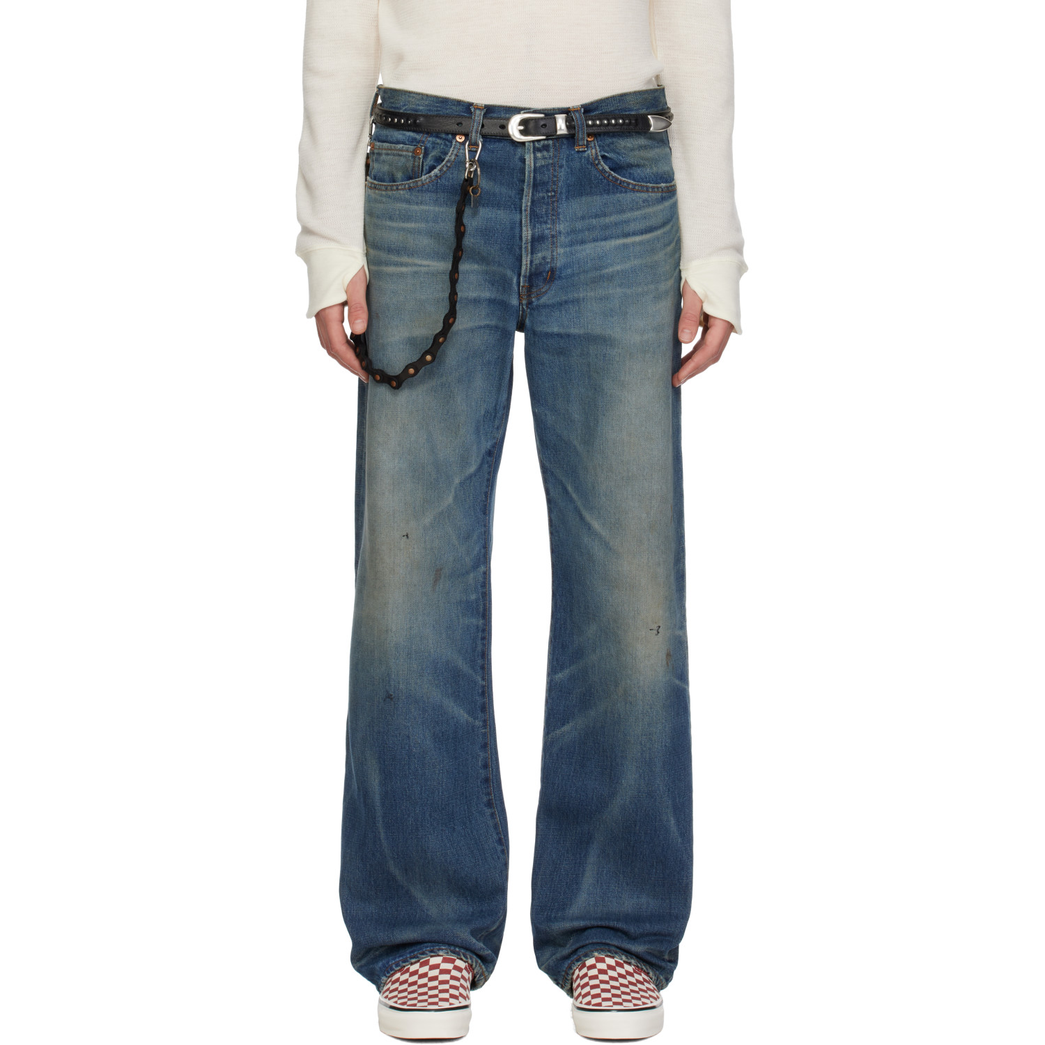 Kamiya Blue Distressed Straight Jeans