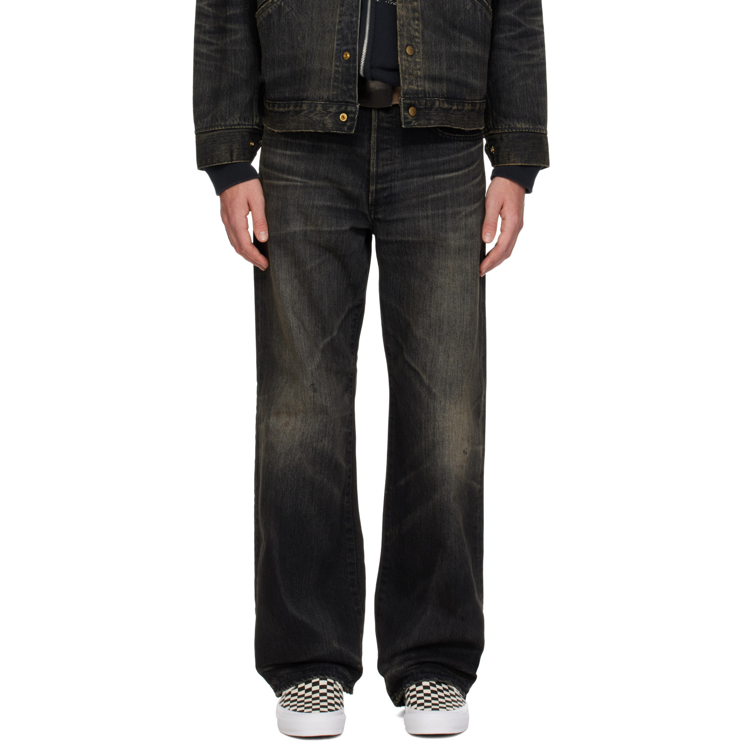 Kamiya Black Distressed Straight Jeans