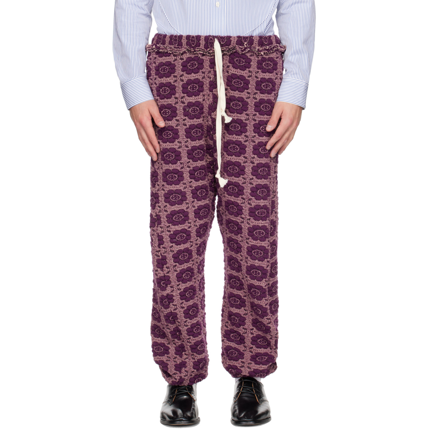 Edward Cuming Purple Vertical Garden Twisted Track Pants