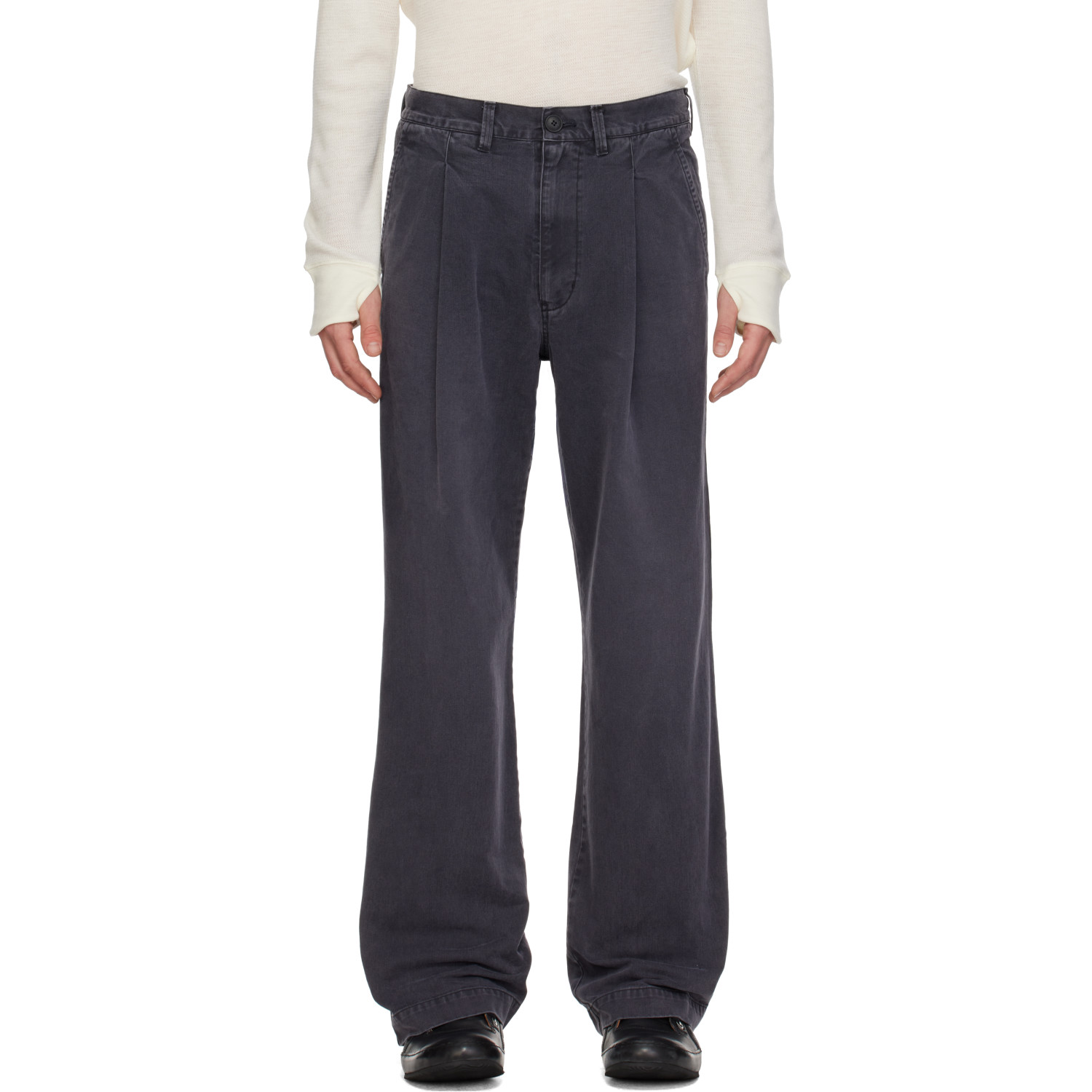 Kamiya Black Chino Straight Trousers