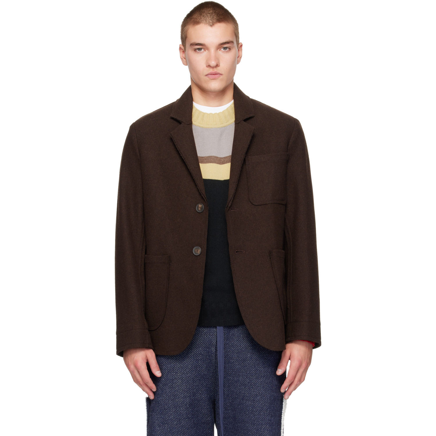 Edward Cuming Brown Raw Soft Blazer