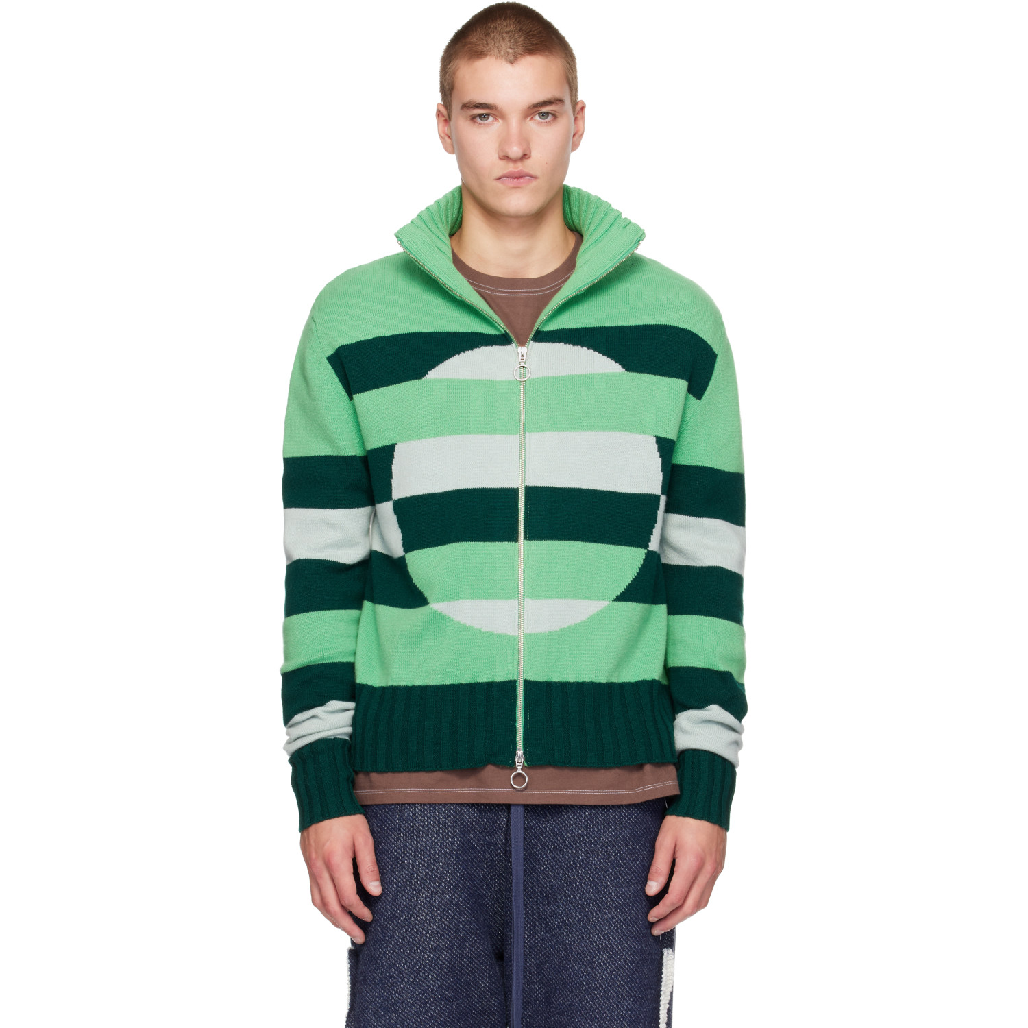 Edward Cuming Green Optical Vortex Window Sweater