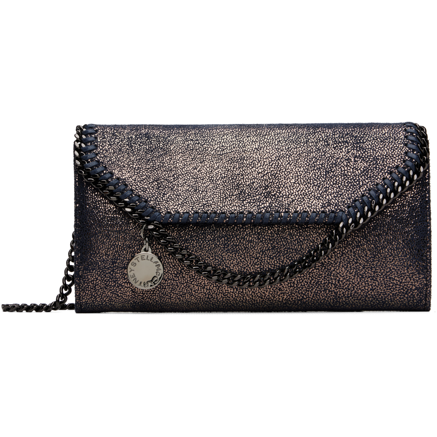 Stella McCartney Navy Falabella Continental Wallet On Chain Bag