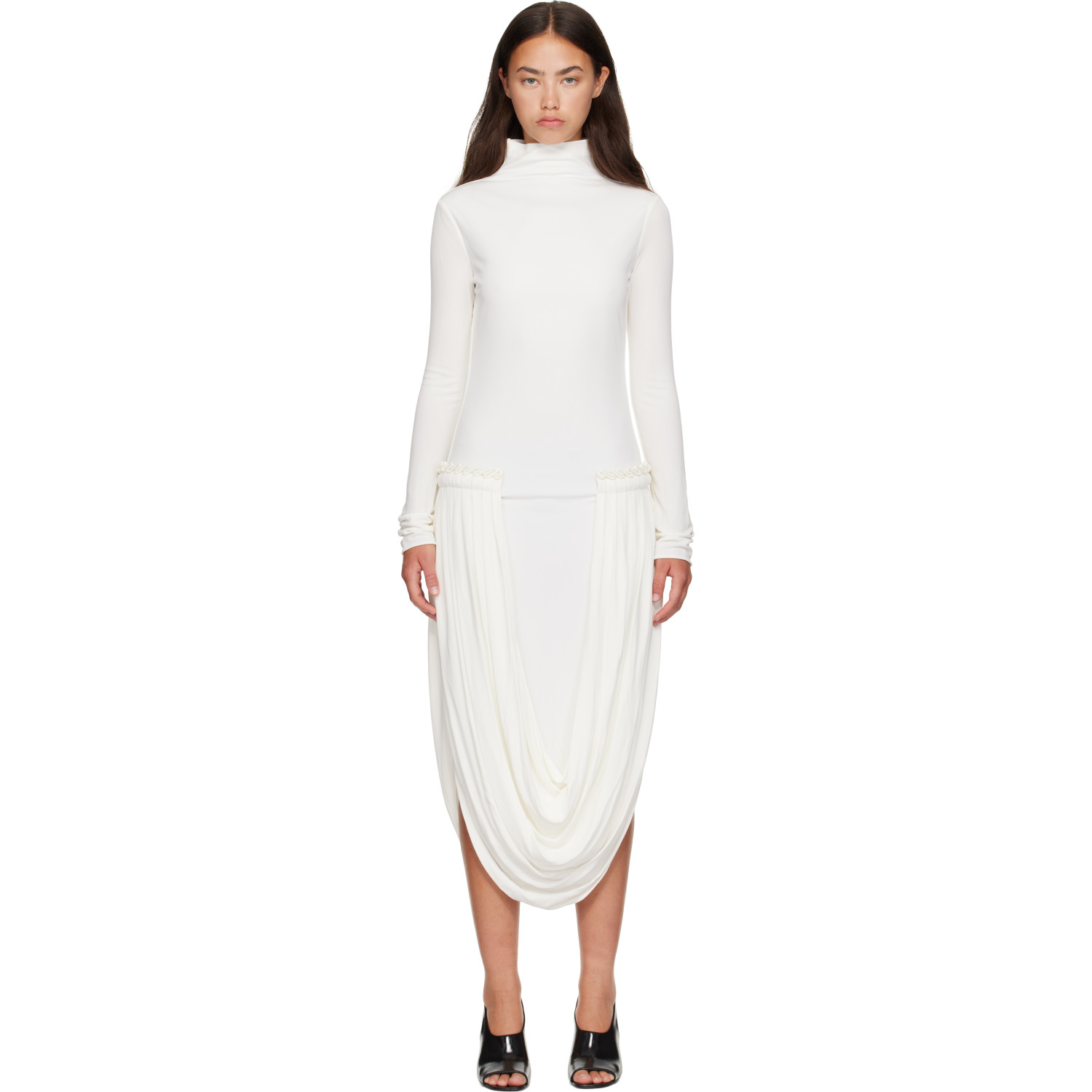Stella McCartney White Draping Midi Dress