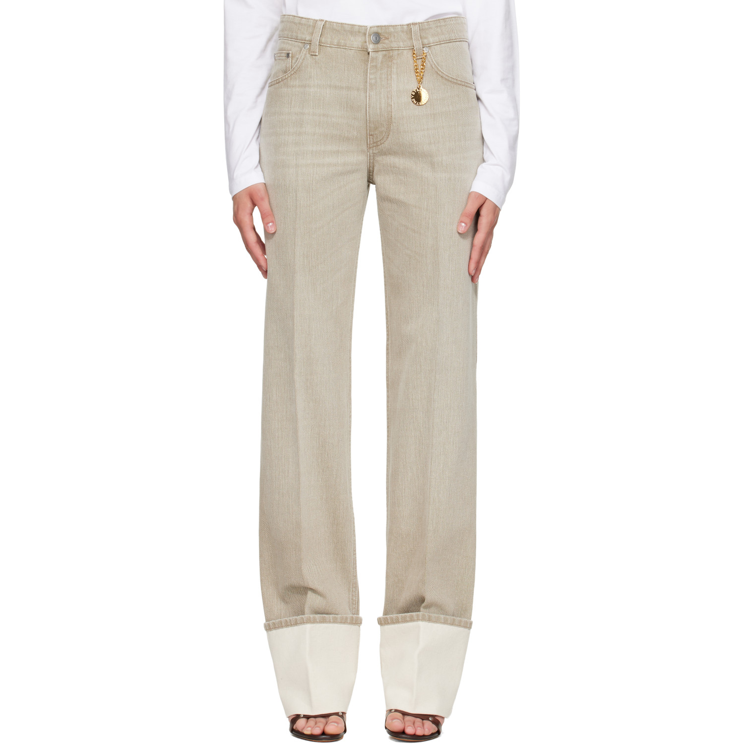 Stella McCartney Beige Straight Turn-Up Jeans
