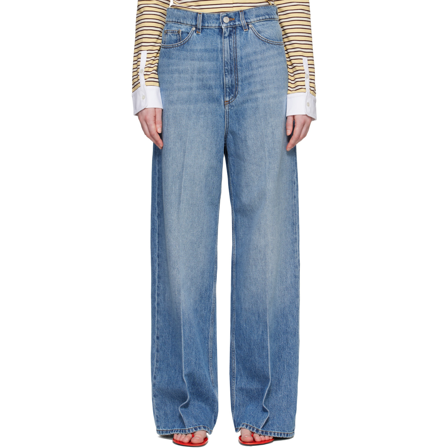 Stella McCartney Blue Faded Wide-Leg High-Rise Jeans
