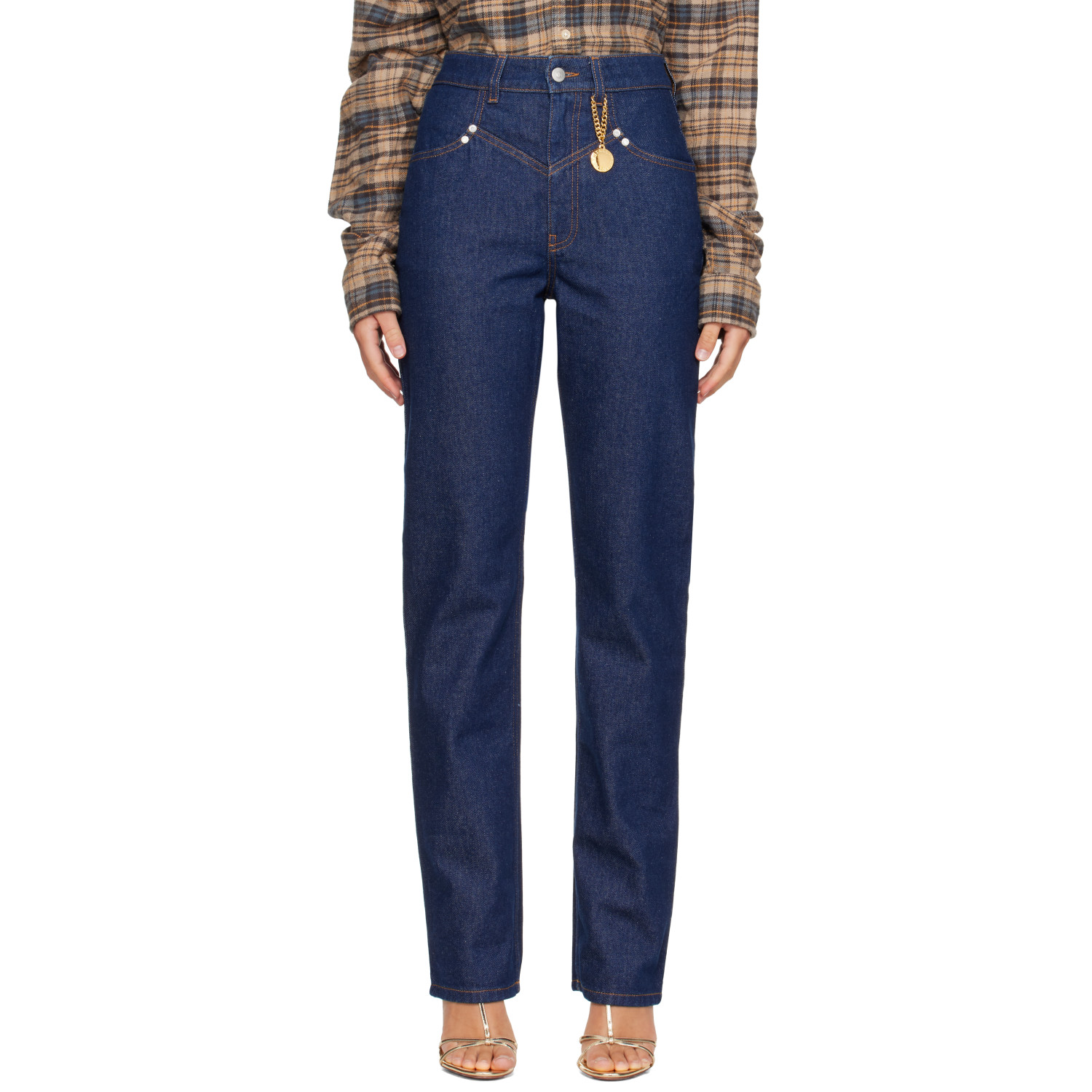 Stella McCartney Navy Chaps Stitch Slim-Leg Jeans