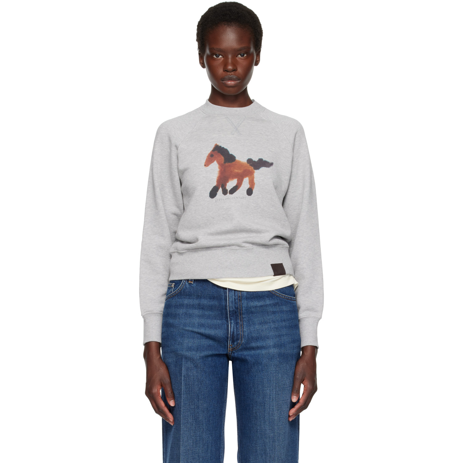 Stella McCartney Gray Watercolour Horse Sweatshirt