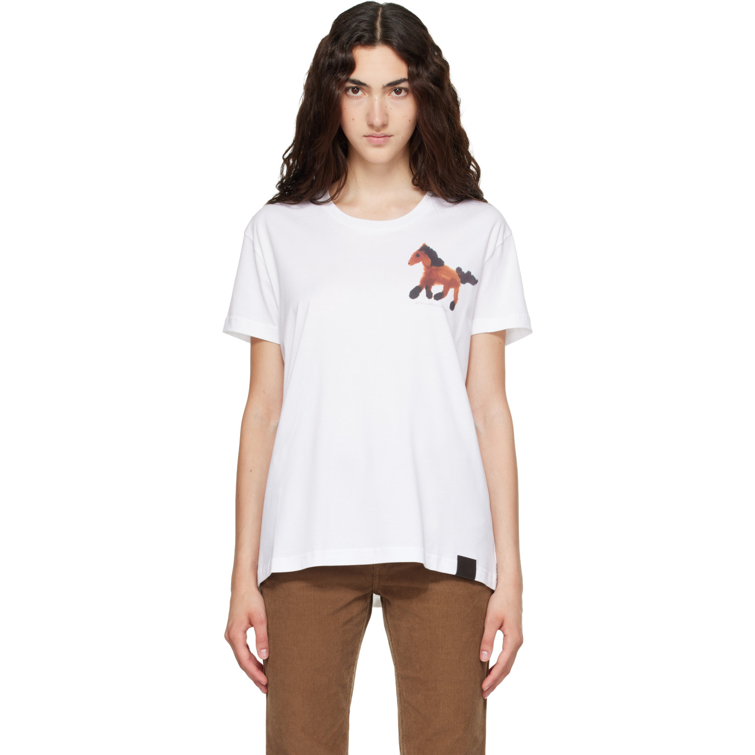 Stella McCartney White Watercolour Horse Cotton T-shirt