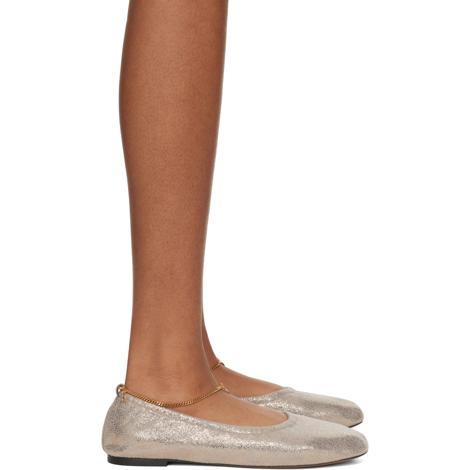 Stella McCartney Gold Shiny Dotted Chamois Chain Flats