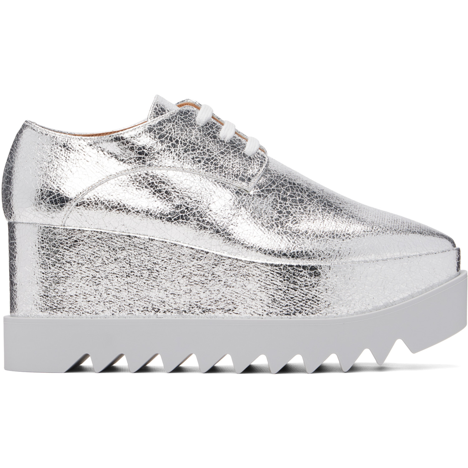 Stella McCartney Silver Elyse Metallic Crackled Platform Derbys
