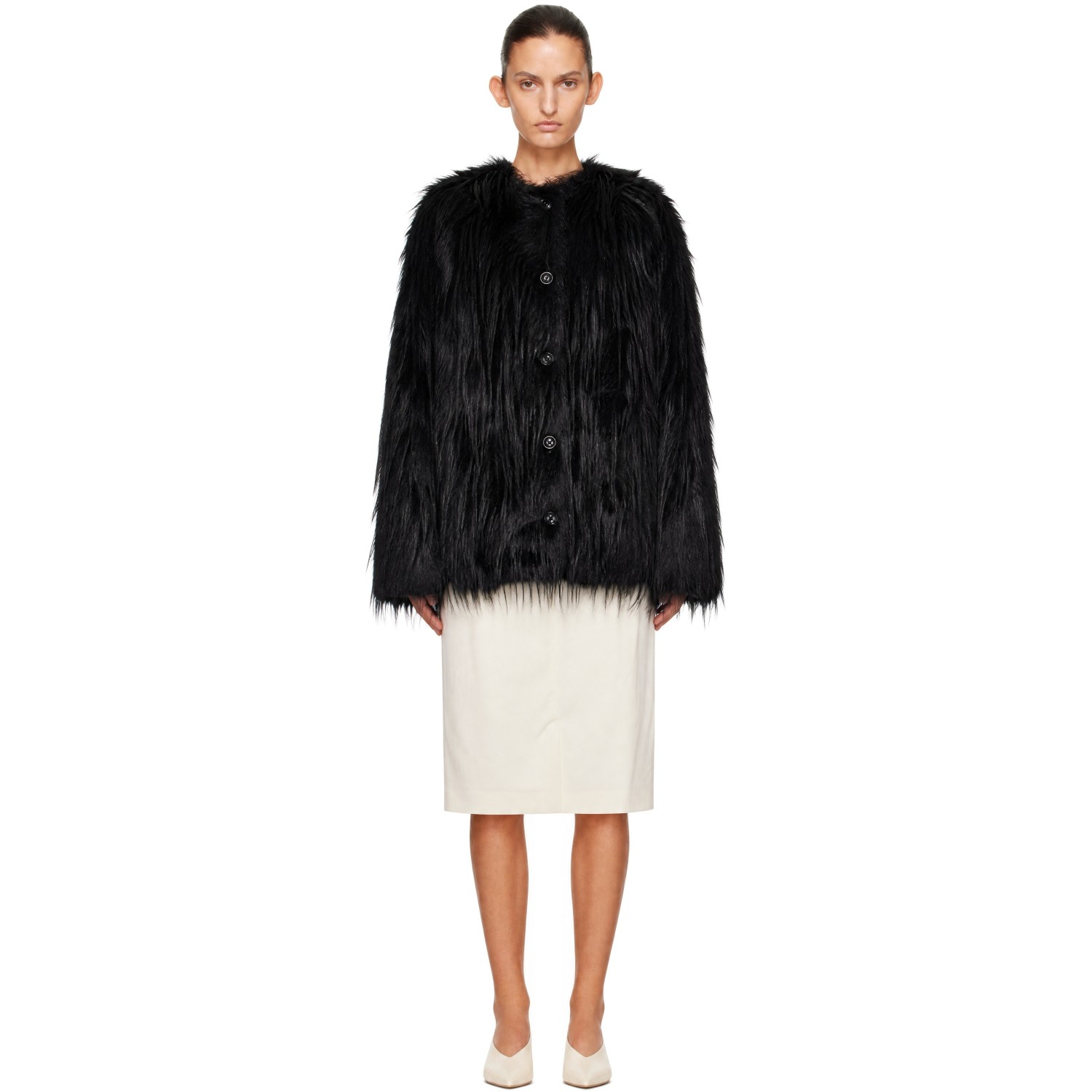Loulou de Saison Black Rowe Faux-Fur Coat