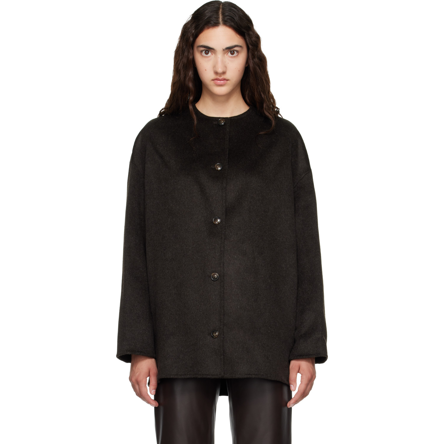 Loulou de Saison Brown DUNNE LDS Oval-Shaped Short Coat