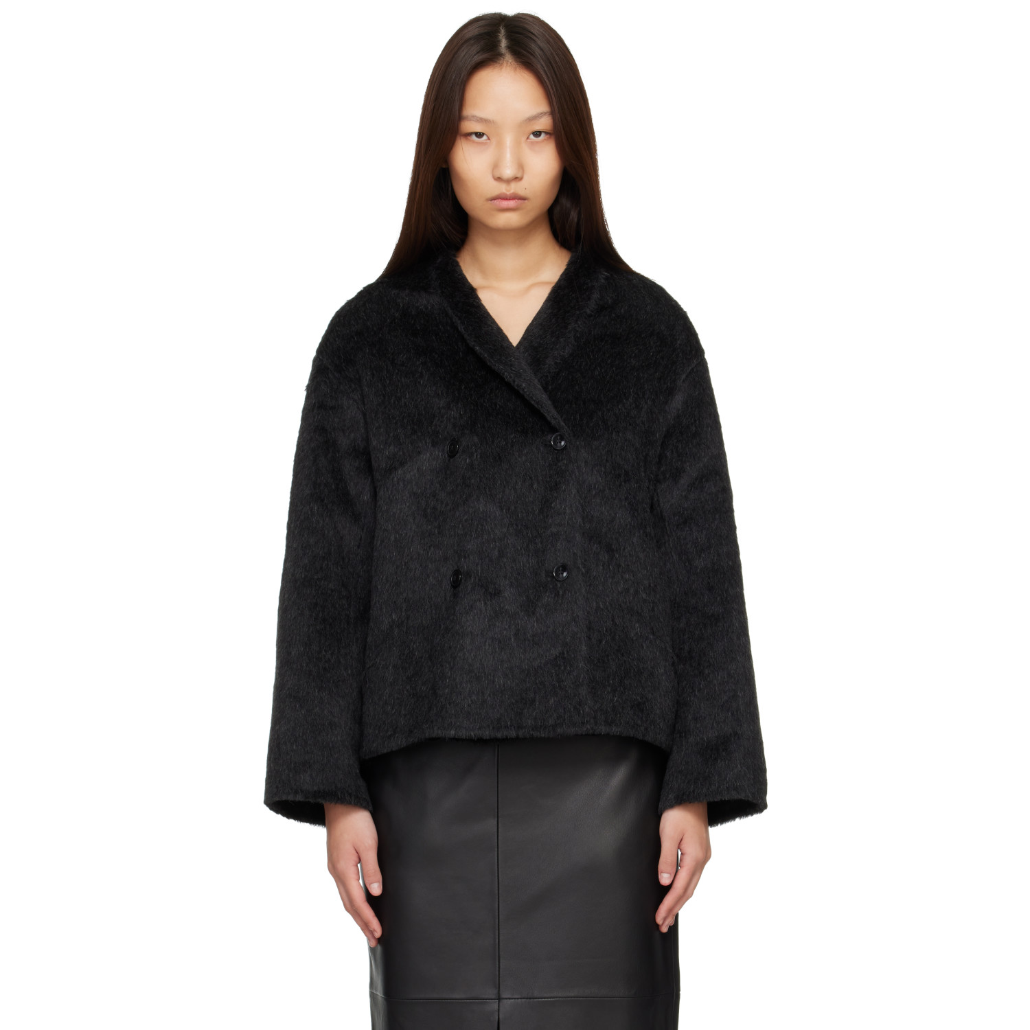 Loulou de Saison Gray Wes Double Breasted Alpaca Jacket