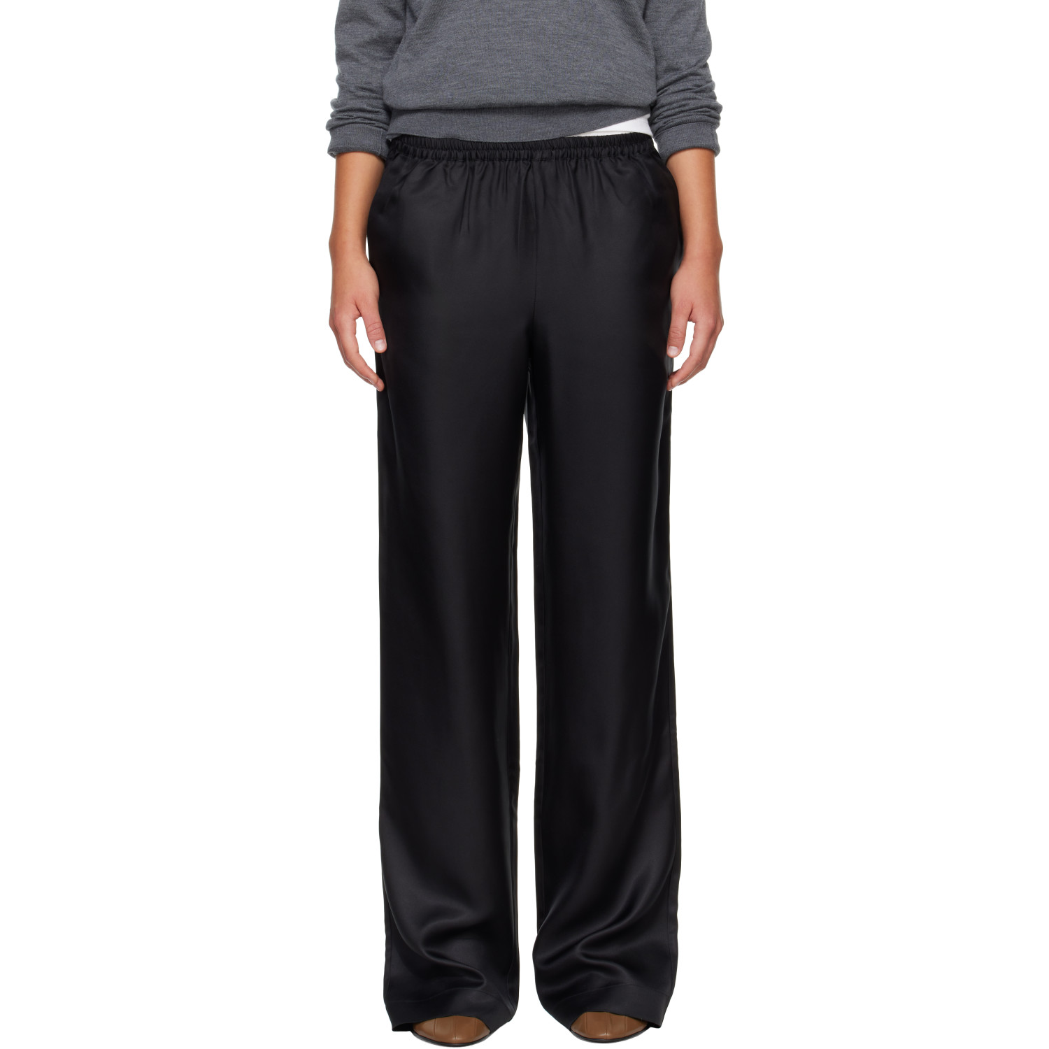 Loulou de Saison Black ALERA LDS Silk Twill Trousers