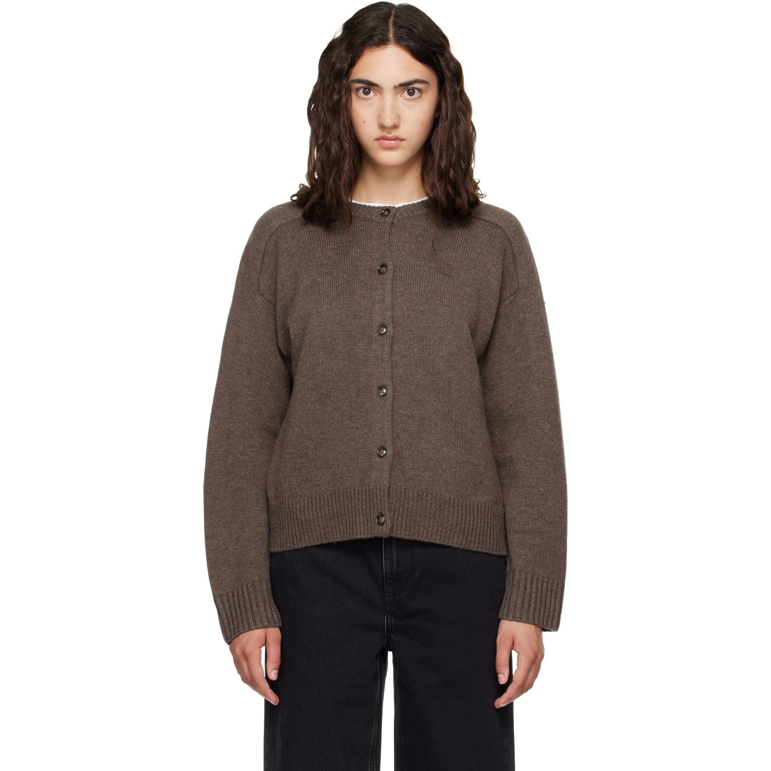Loulou de Saison Brown AIDAR LDS Wool Cashmere Cardigan