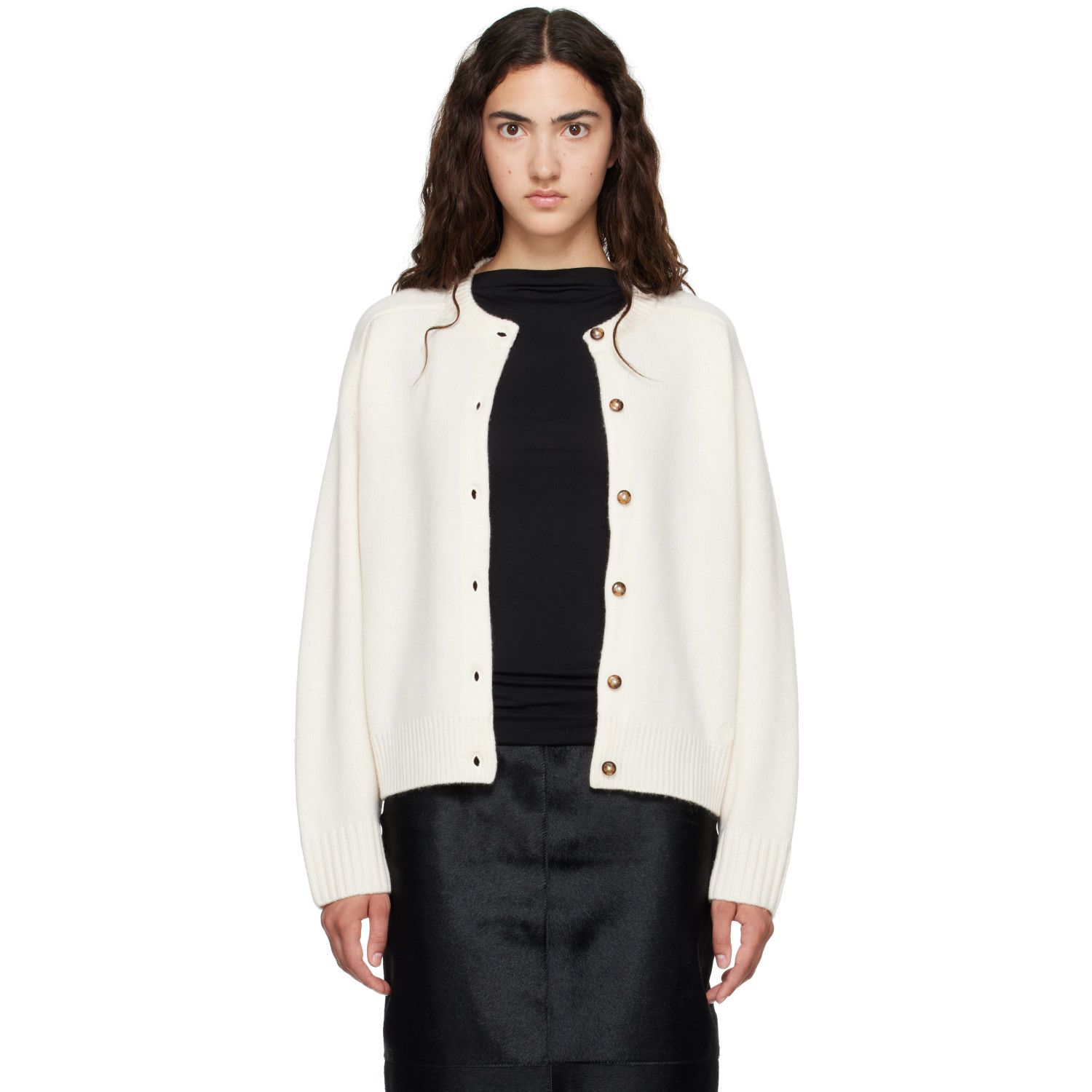 Loulou de Saison Off-White AIDAR LDS Wool Cashmere Cardigan