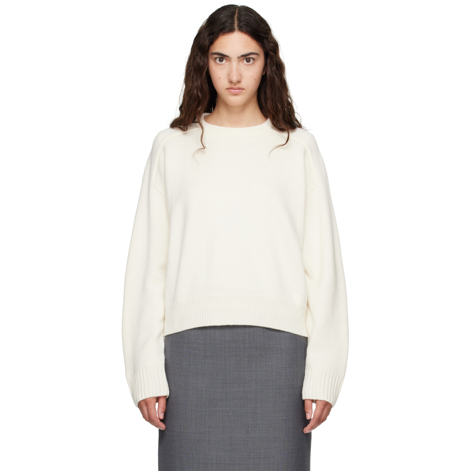 Loulou de Saison Off-White BREHA Wool Cashmere Blend Sweater