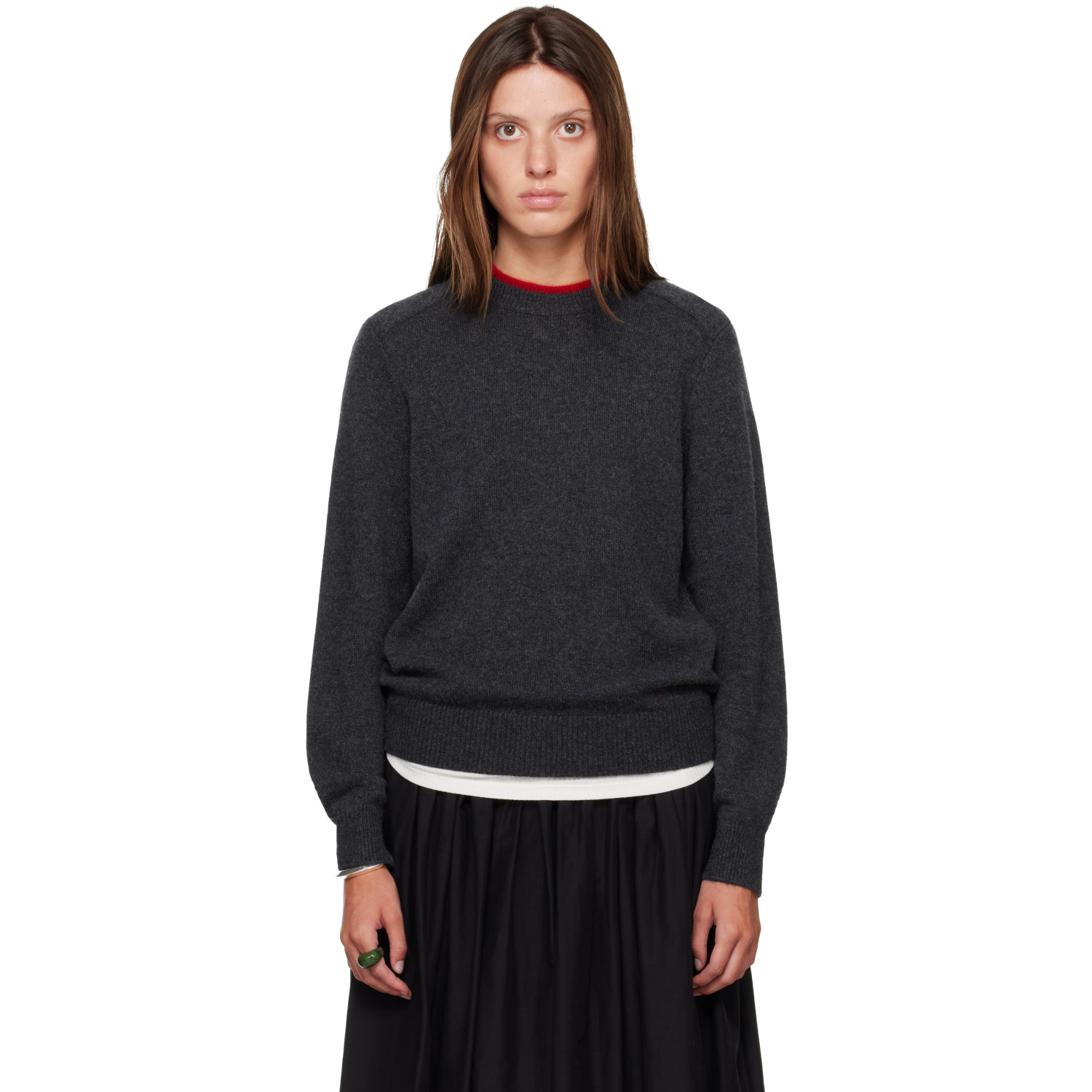 Loulou de Saison Gray OTIS Bicolor Cashmere Sweater