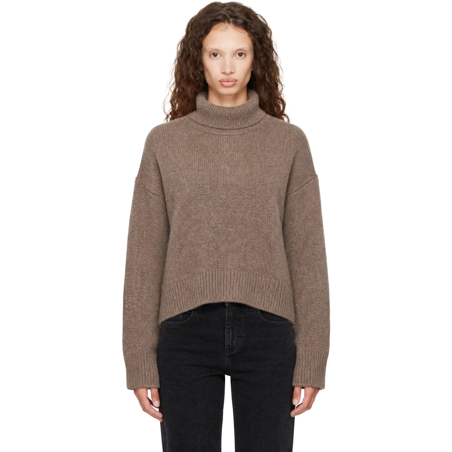 Loulou de Saison Taupe JONAH Dense Cashmere Turtleneck Sweater