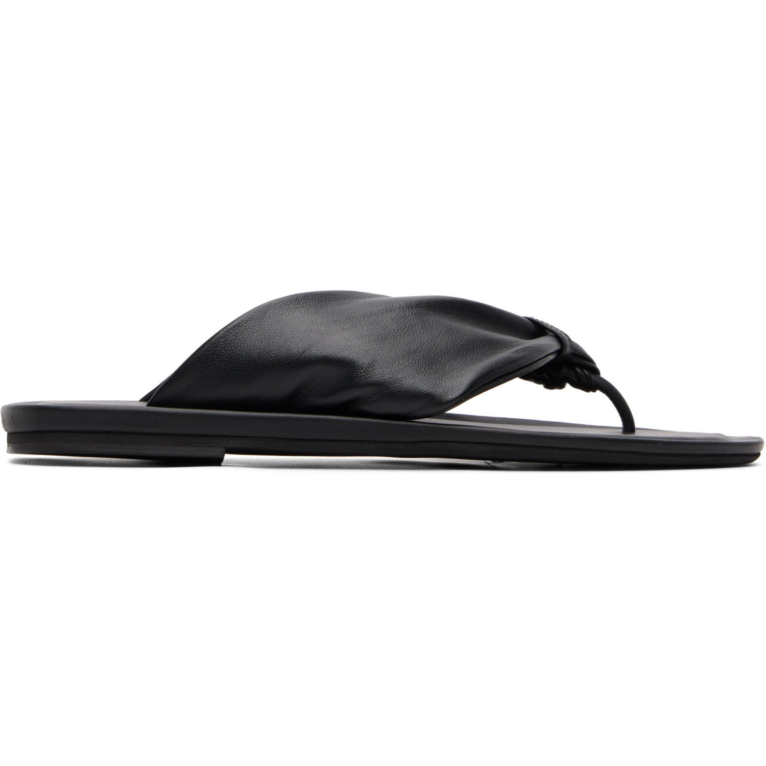 Loulou de Saison Black Agora Nappa Leather Flip-Flops