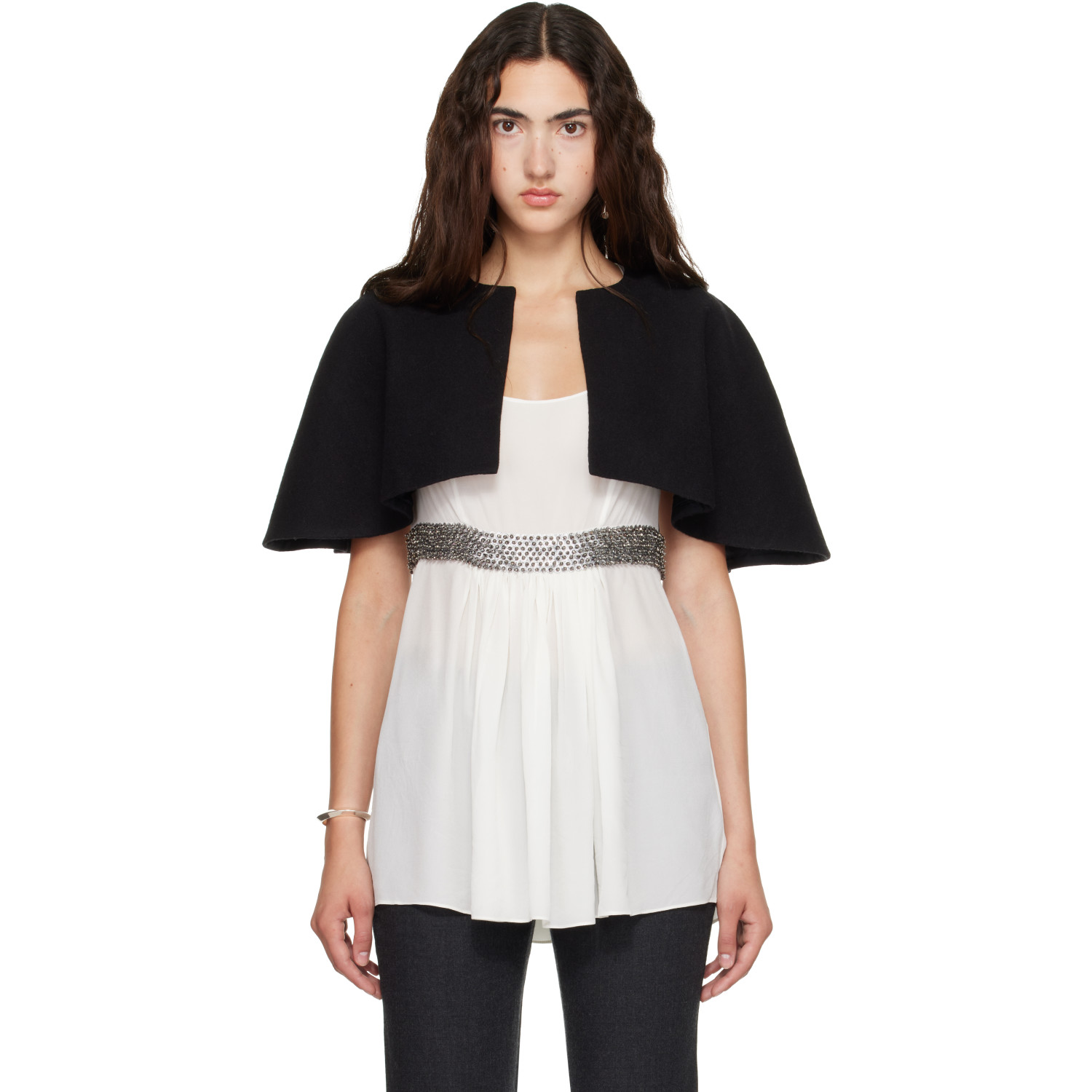 Kanika Agarwal SSENSE Exclusive Black Open-Front Tailored Cape