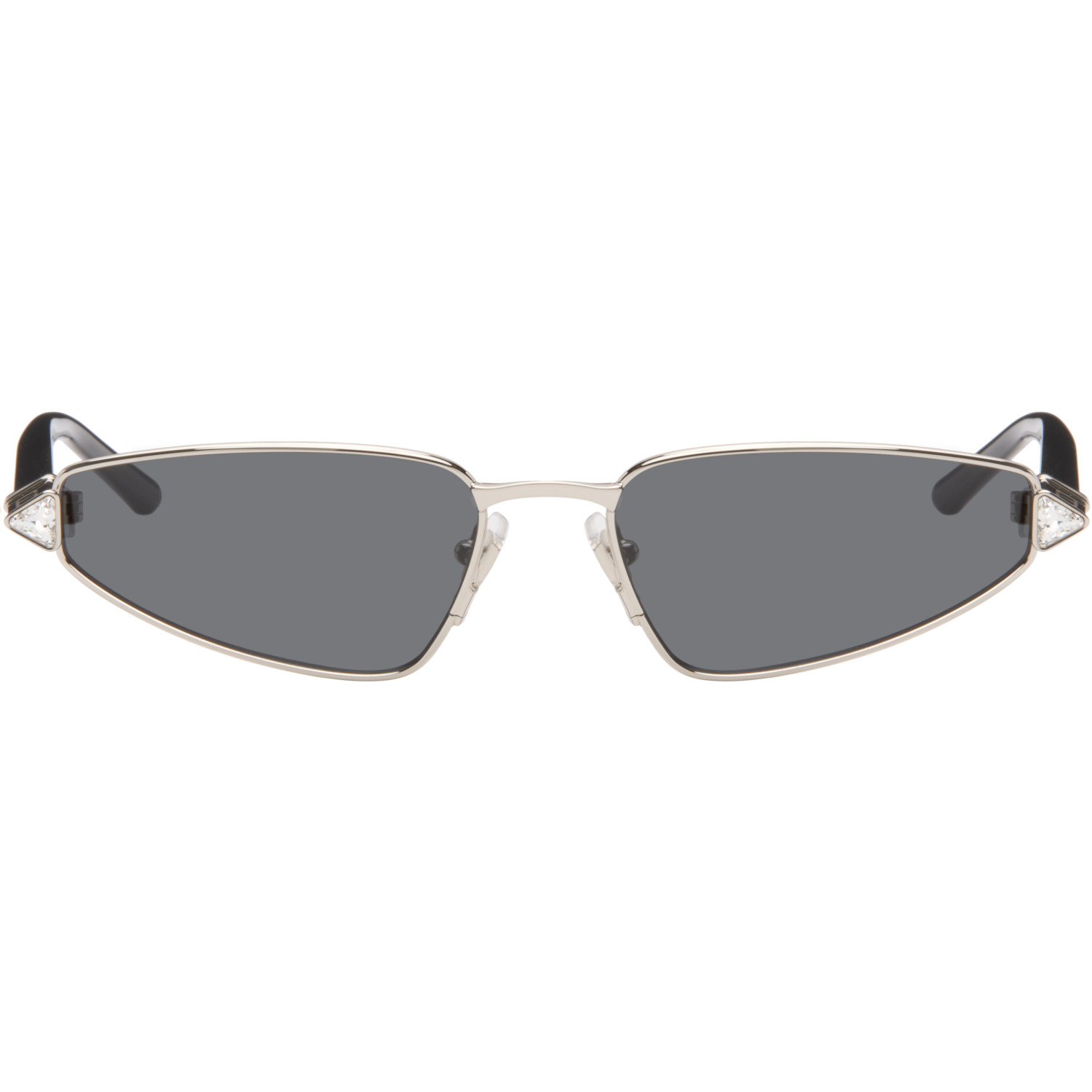 Valentino Silver & Black Metal Cat-Eye Sunglasses