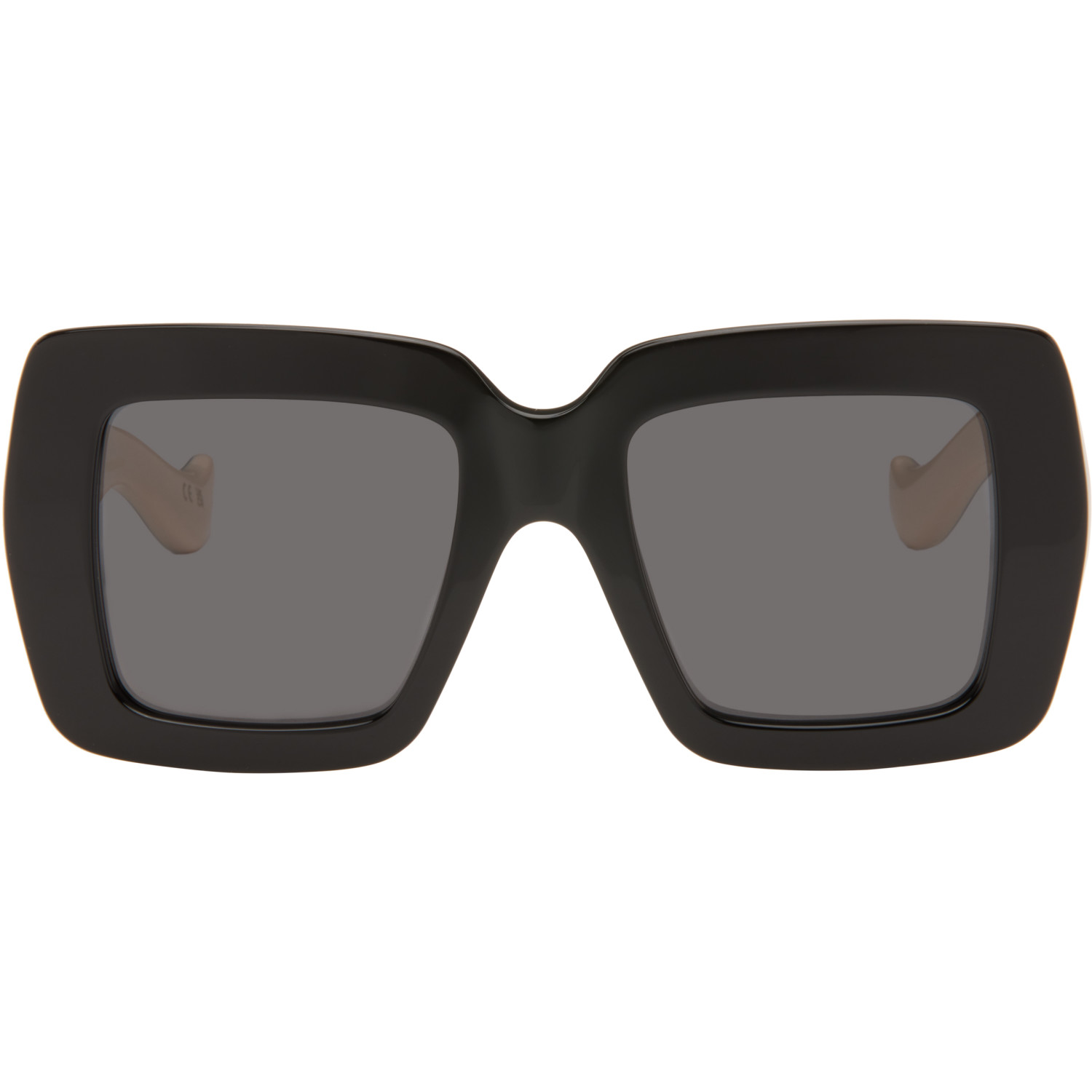Valentino Black Rectangular Acetate Sunglasses