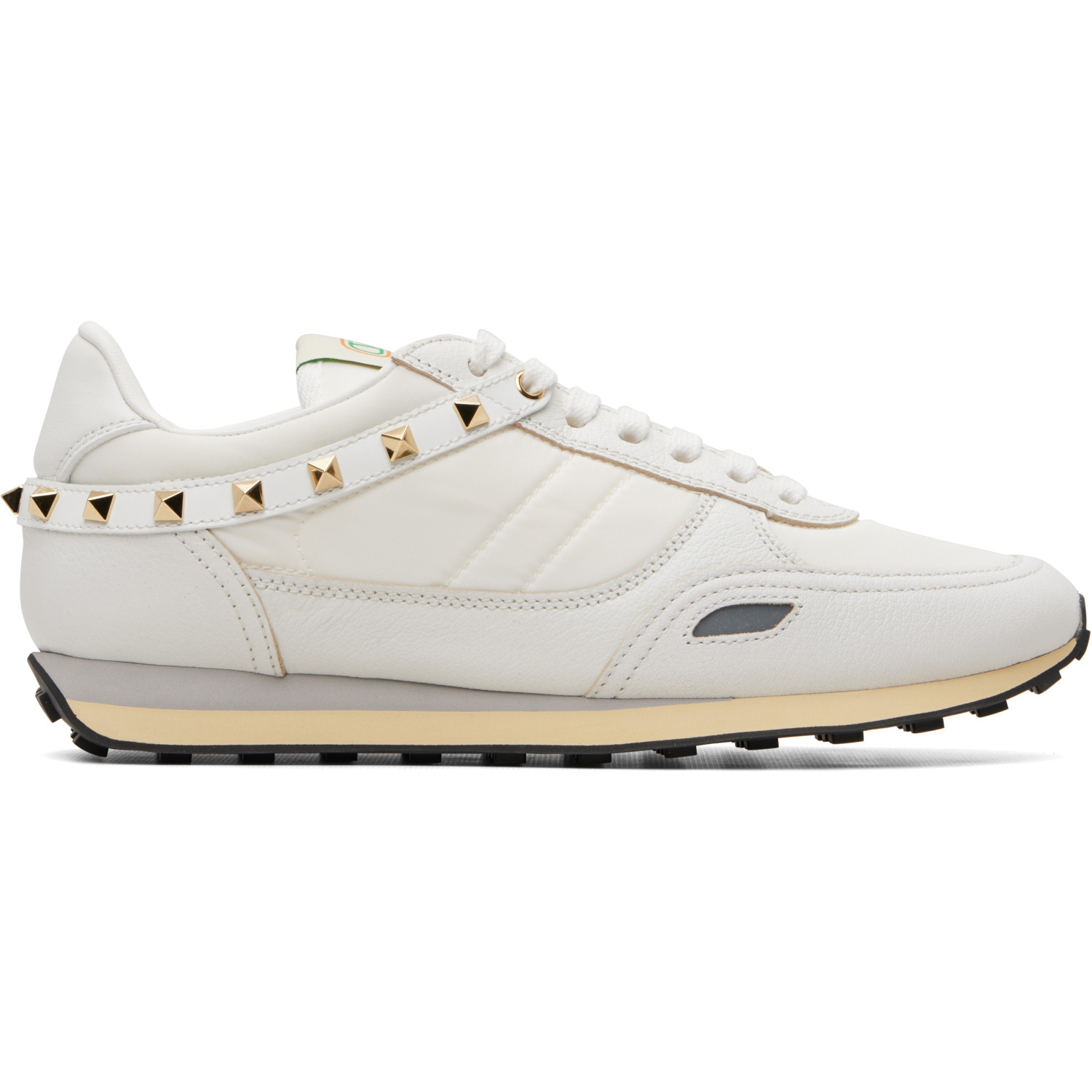 Valentino Garavani White Leather & Nylon Stud Up Sneakers
