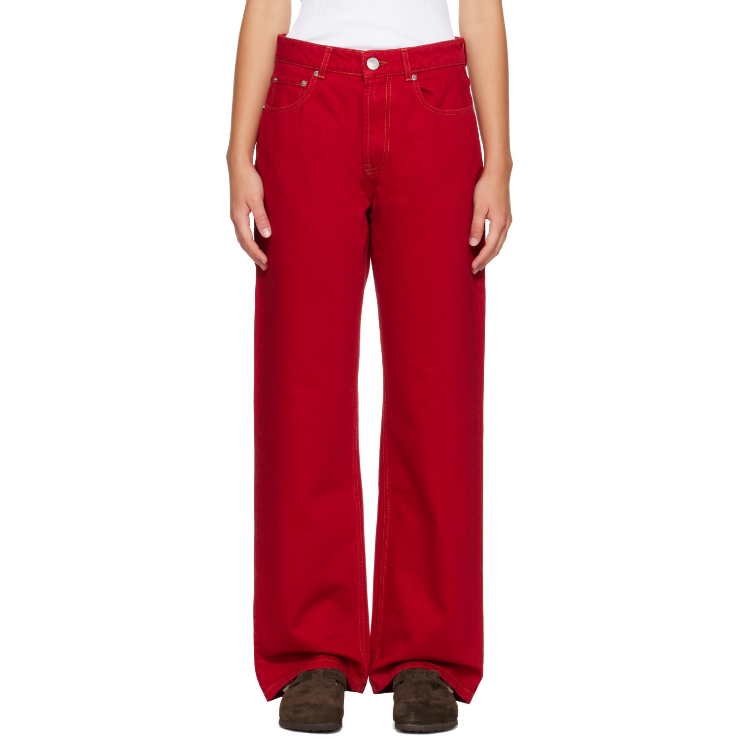 AMI Paris Red Large Fit Jeans