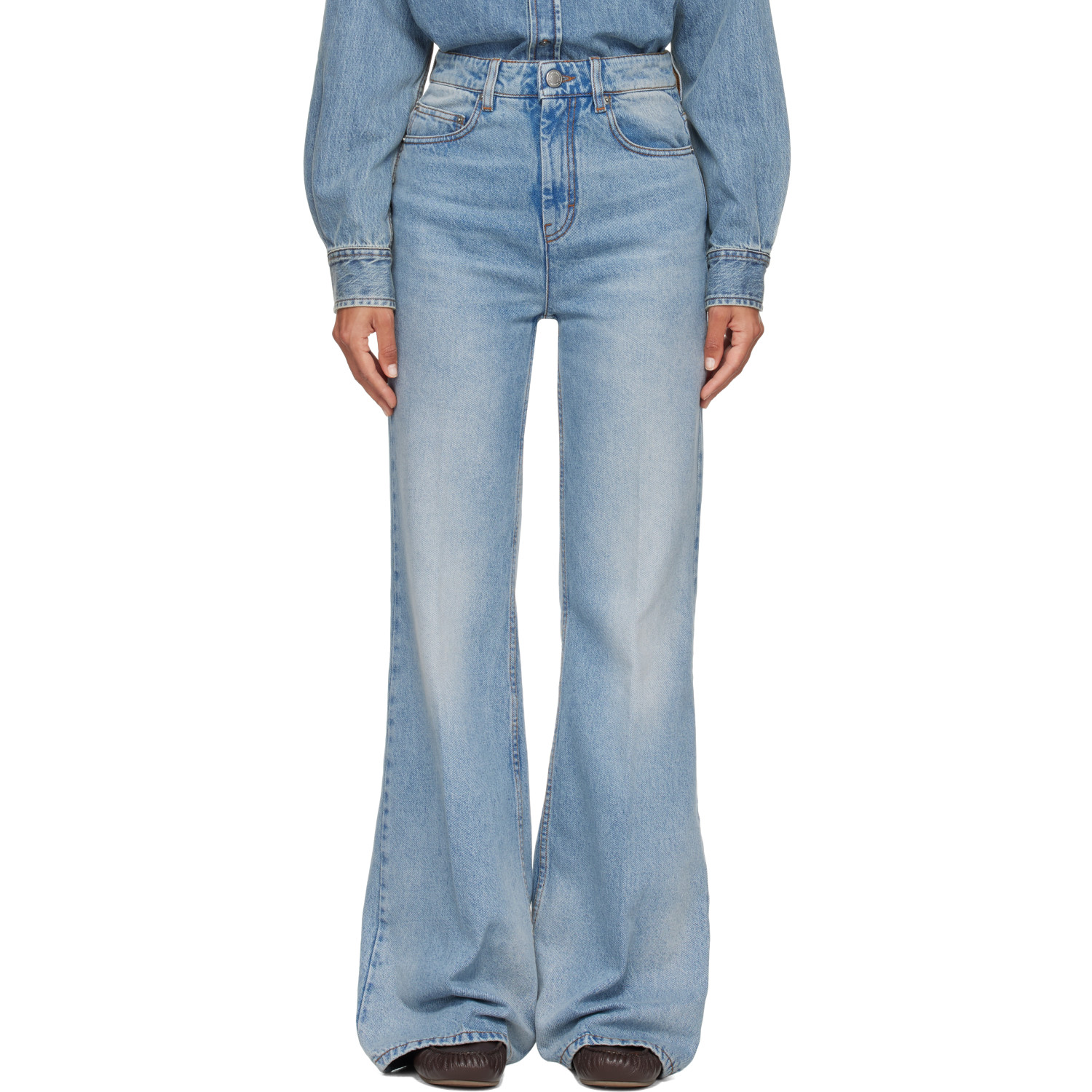 AMI Paris Blue Flare-Fit Cotton Jeans