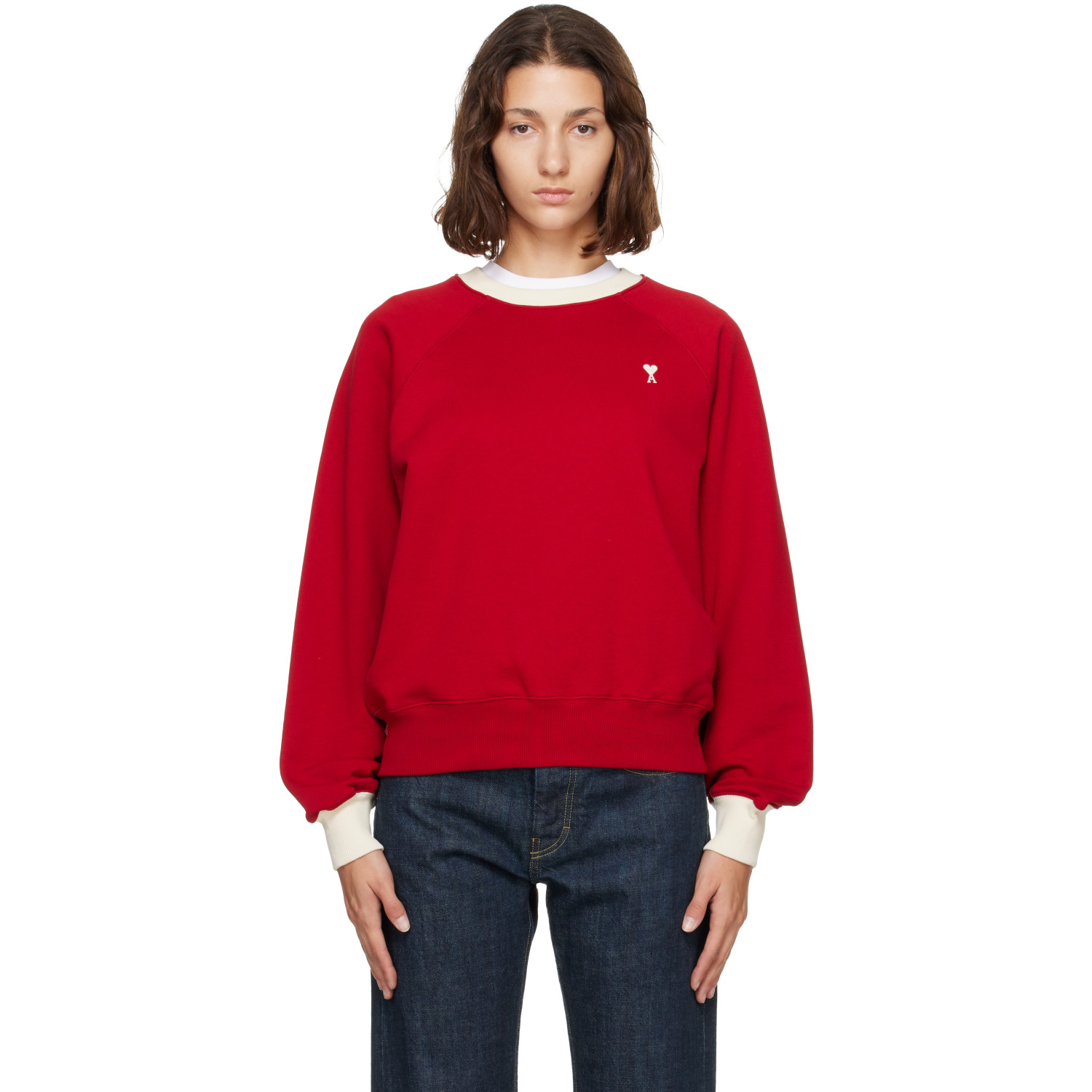 AMI Paris Red Bicolor Ami de Coeur Sweatshirt