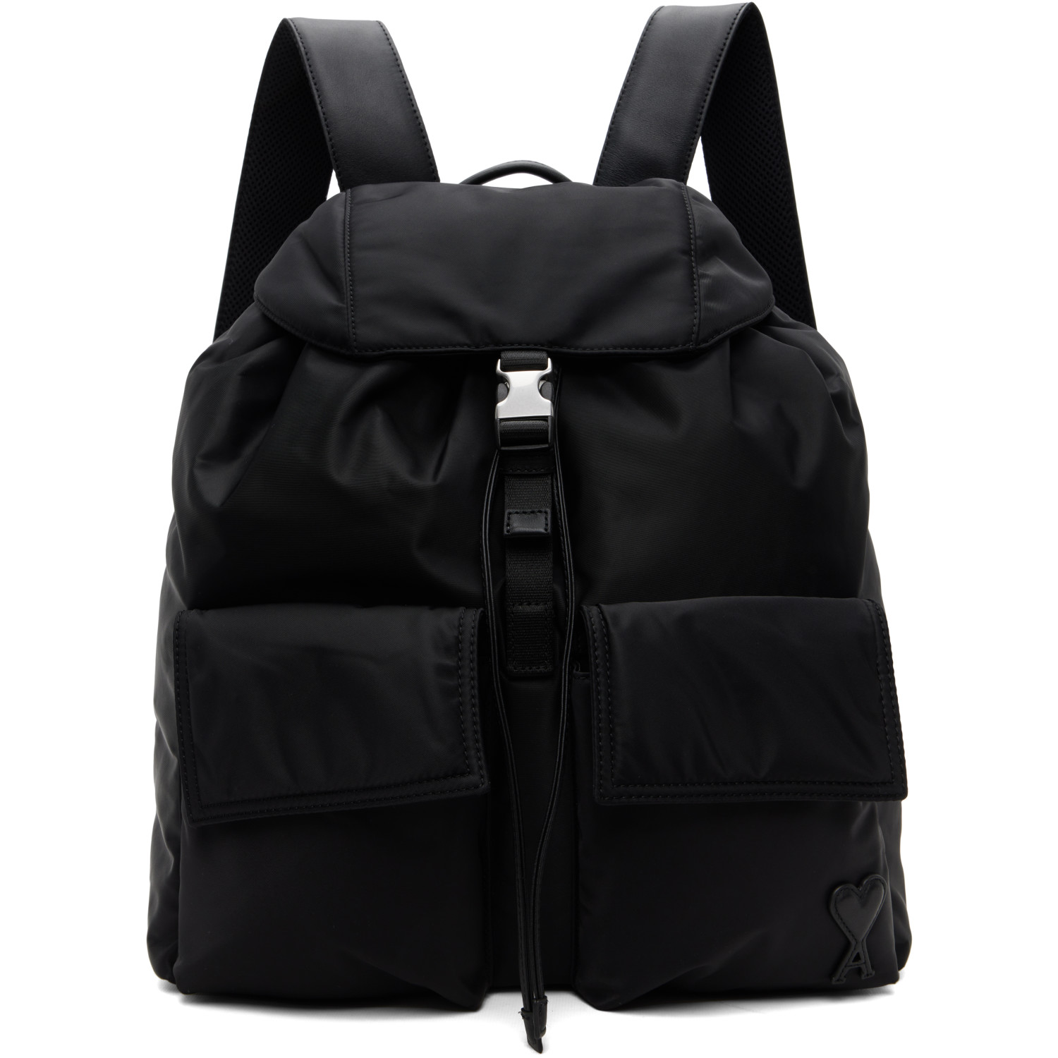 AMI Paris Black Nylon Marcel Backpack