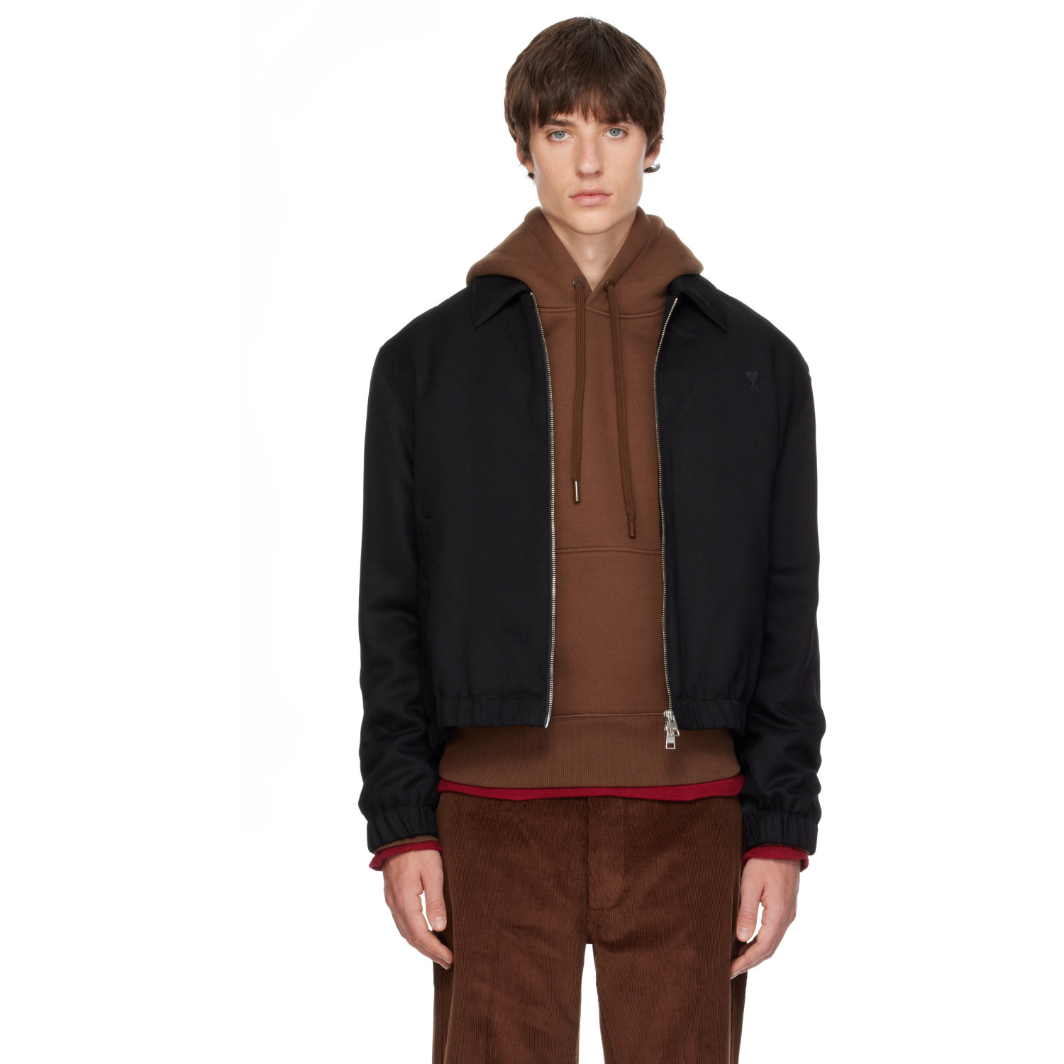 AMI Paris Black Wool Padded Ami de Coeur Jacket
