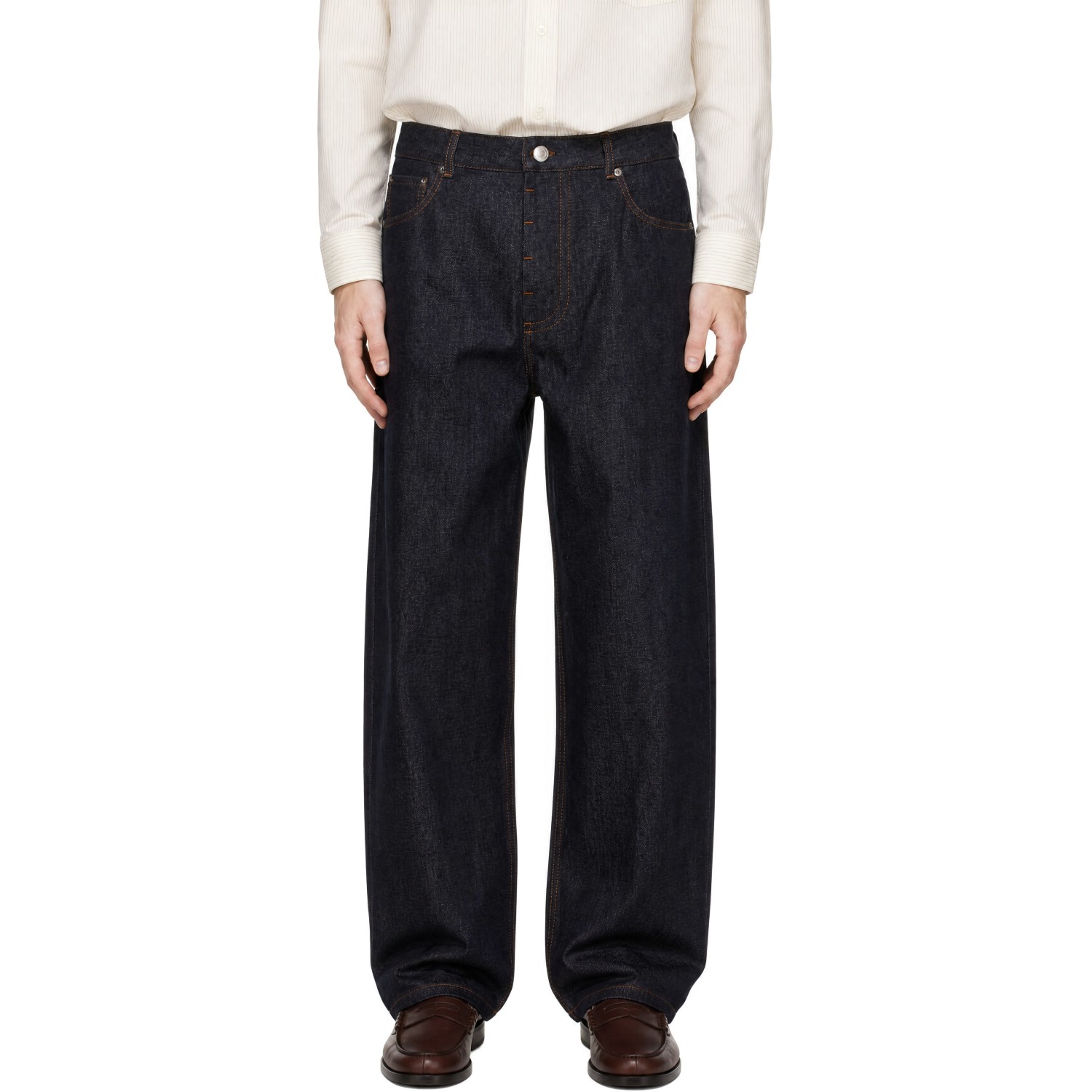 AMI Paris Indigo Baggy-Fit Cotton Jeans