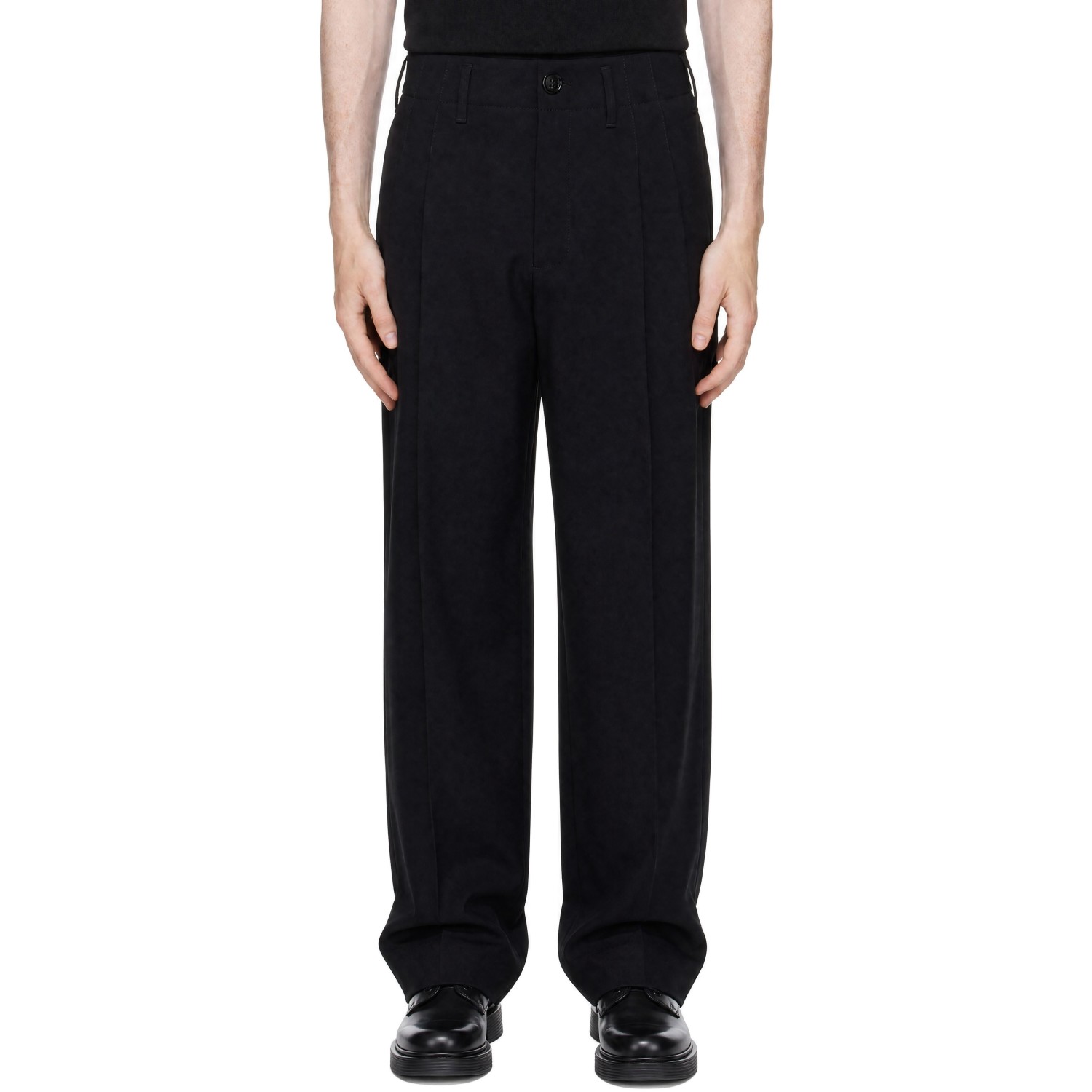 AMI Paris Black Two-Pleats Wool Trousers
