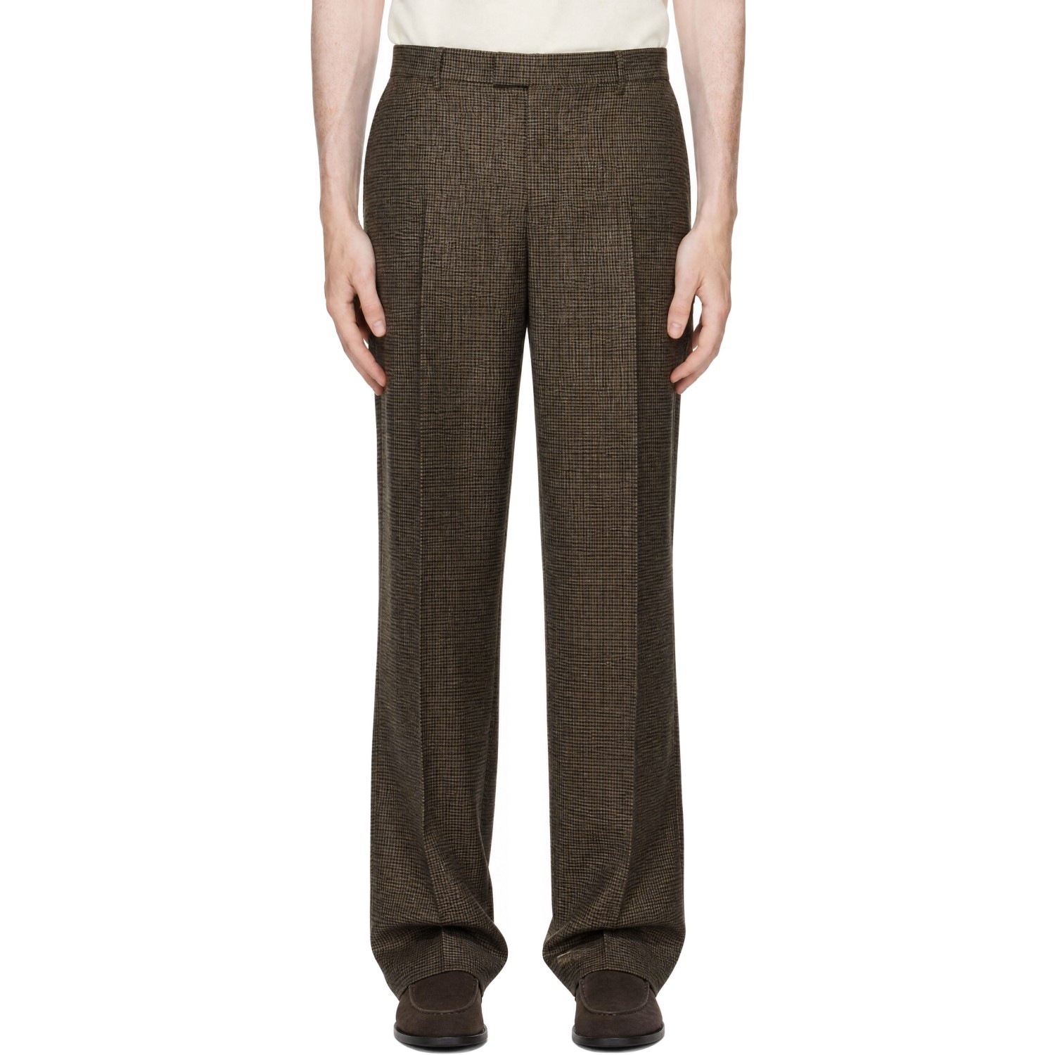 AMI Paris Brown Houndstooth Balloon Trousers