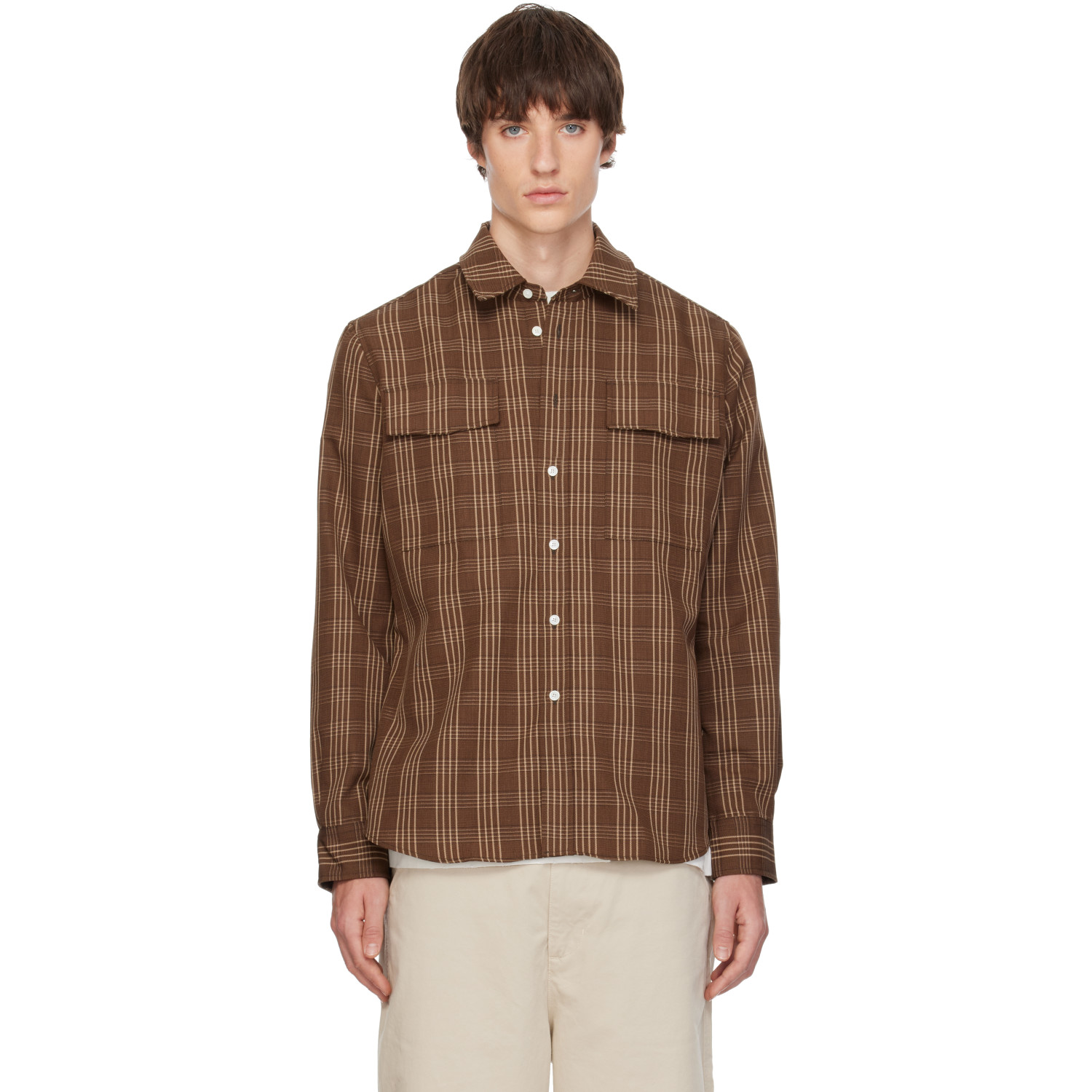 AMI Paris Brown Classic Fit Flap Pocket Shirt