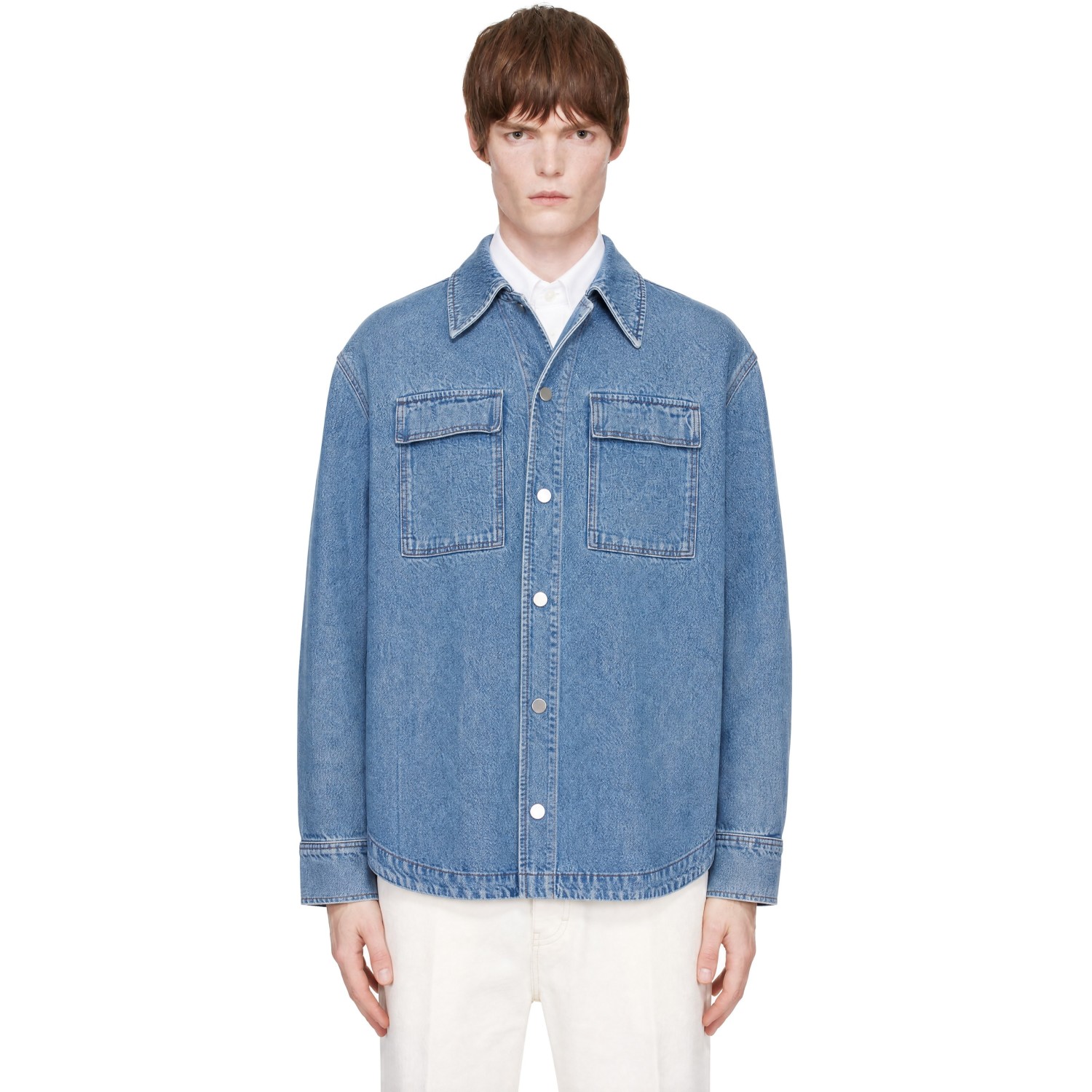 AMI Paris Blue Camp Collar Overshirt