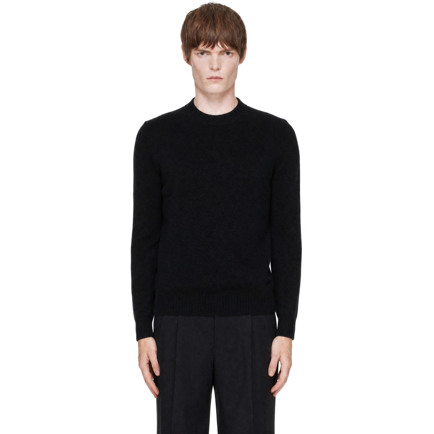AMI Paris Black Crewneck Cashmere Ami de Coeur Sweater